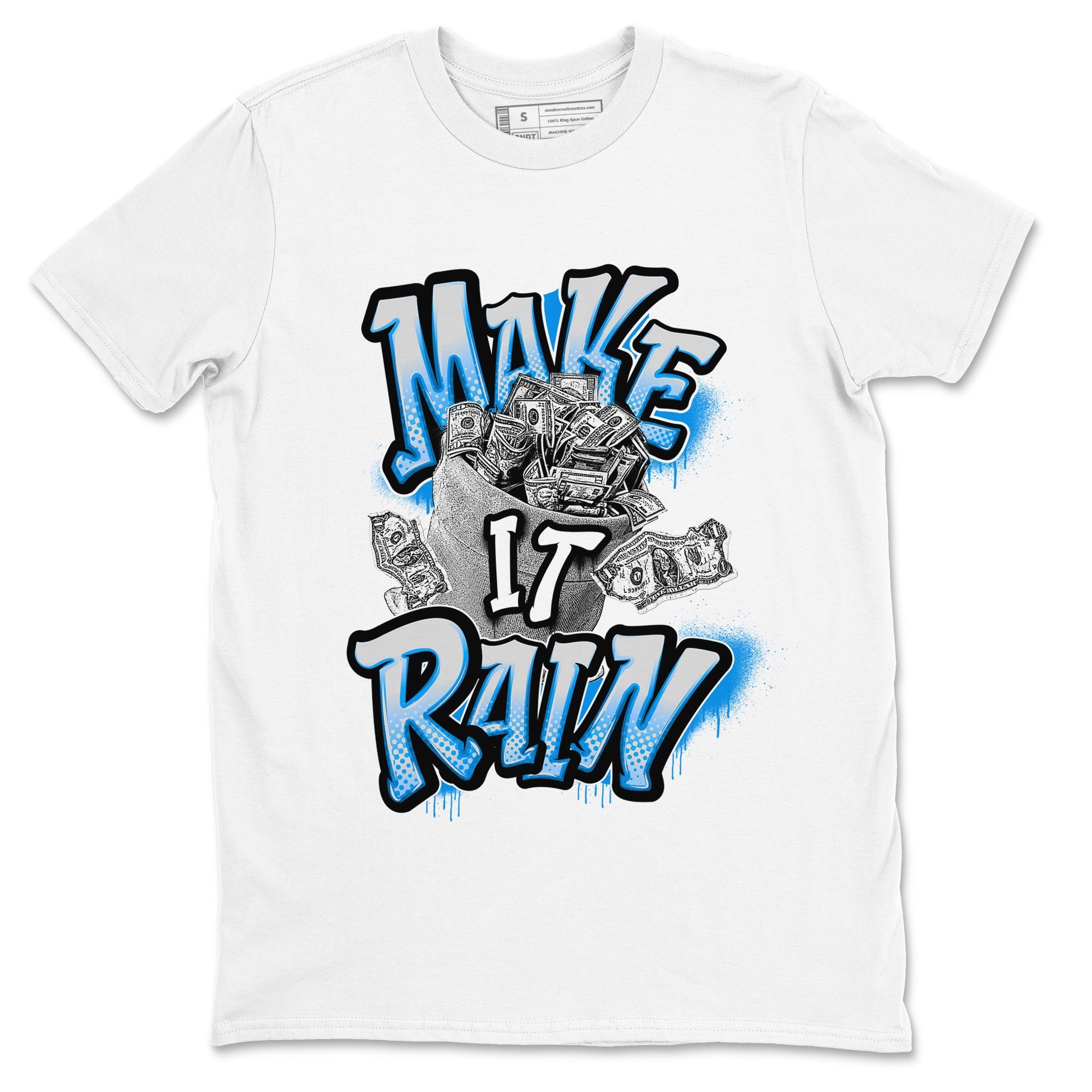 Air Jordan 4 Industrial Blue shirt to match jordans Make It Rain Money sneaker tees Air Jordan 4 Military Blue Drip Gear Zone unisex cotton White 2 crew neck shirt