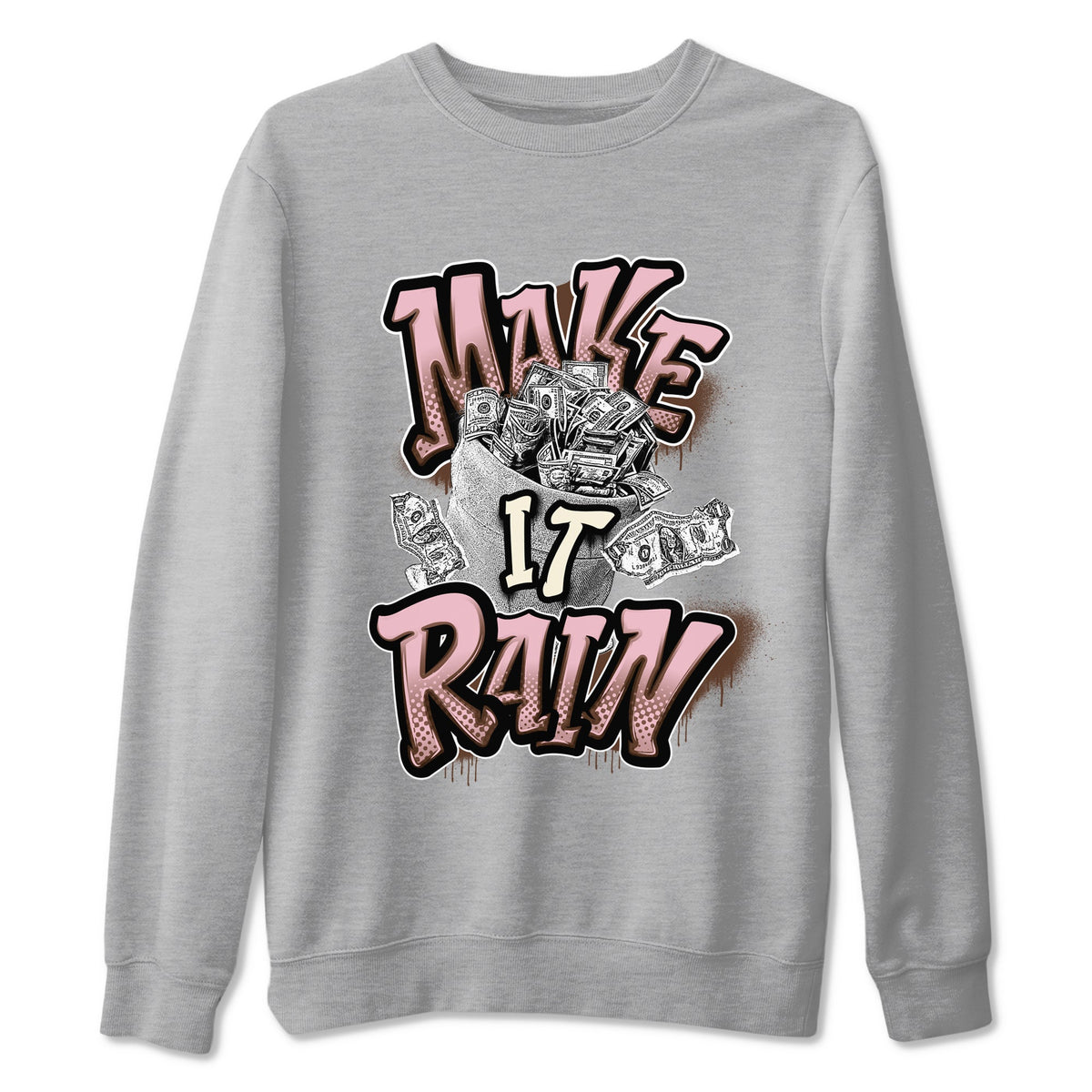Dunk Cacao Wow And Pink Foam shirts to match jordans Make It Rain Money sneaker match tees Dunk Cacao Wow And Pink Foam Drip Gear Zone streetwear brand Heather Grey 2 unisex cotton tee