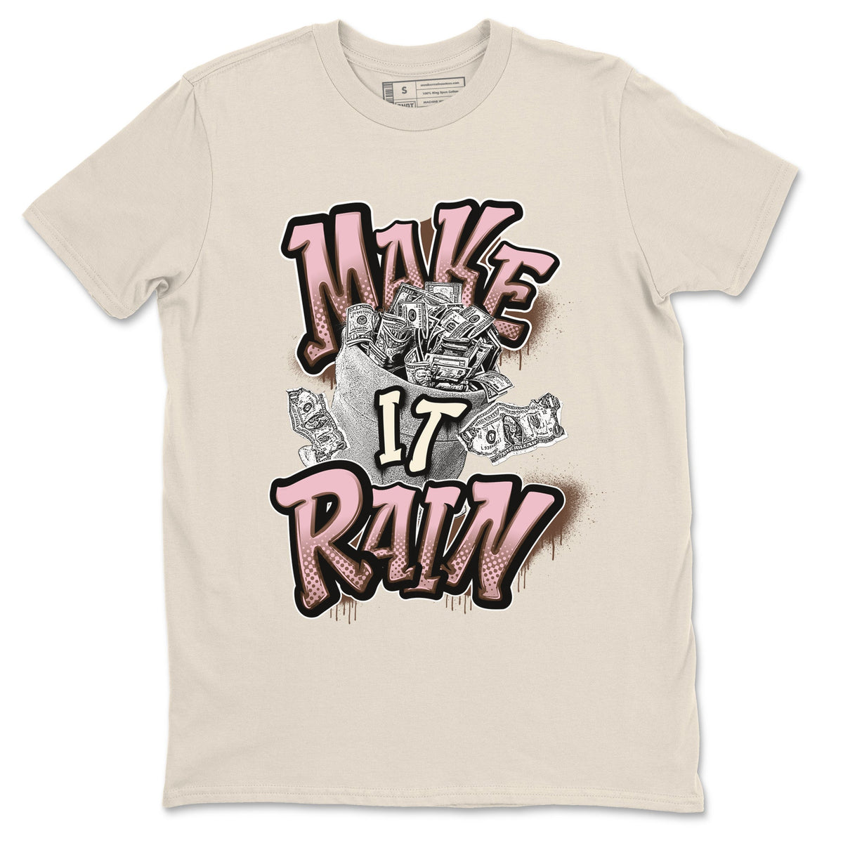 Dunk Cacao Wow And Pink Foam shirts to match jordans Make It Rain Money sneaker match tees Dunk Cacao Wow And Pink Foam Drip Gear Zone streetwear brand Natural 2 unisex cotton tee