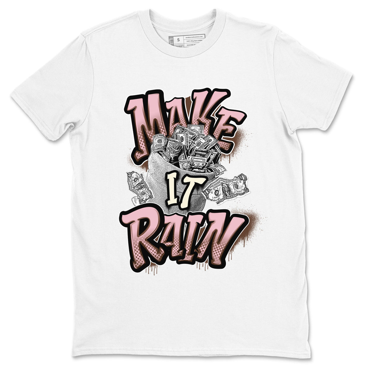 Dunk Cacao Wow And Pink Foam shirts to match jordans Make It Rain Money sneaker match tees Dunk Cacao Wow And Pink Foam Drip Gear Zone streetwear brand White 2 unisex cotton tee