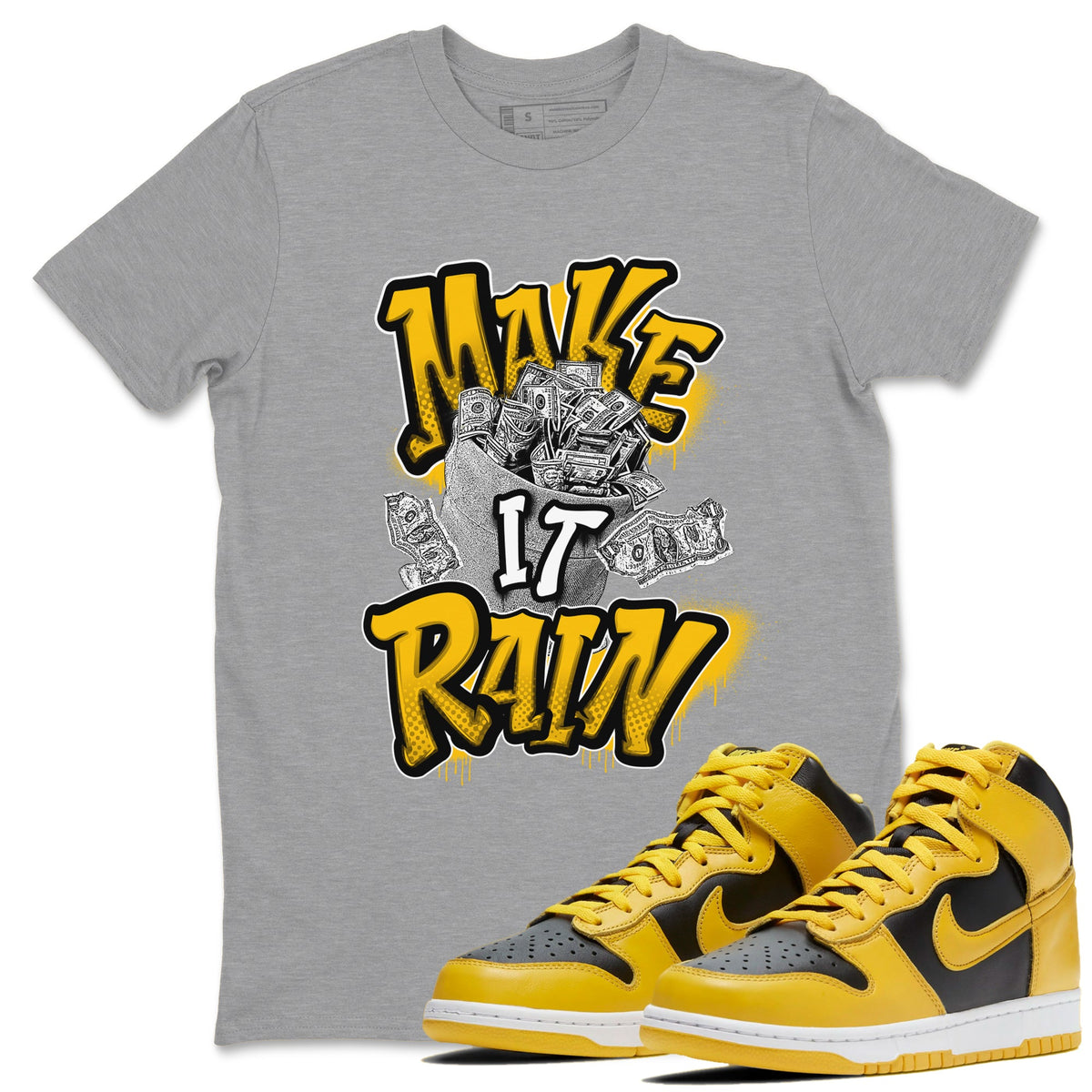 Dunk High Wu Tang shirts to match jordans Make It Rain Money sneaker match tees Dunk High Wu Tang match shoes to clothes Drip Gear Zone unisex cotton Heather Grey 1 shirts