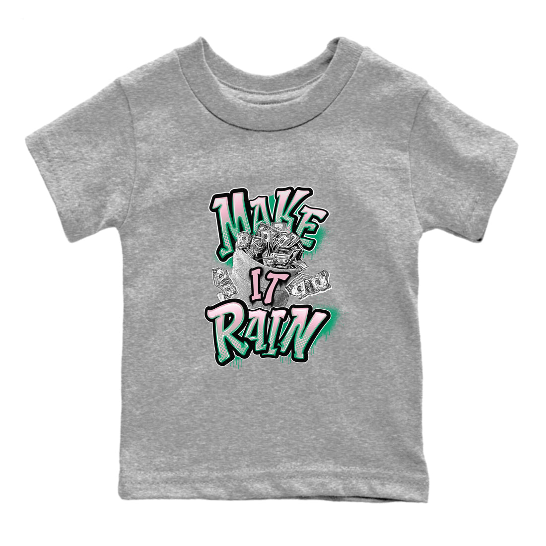 Dunk Low Medium Soft Pink Malachite shirt to match jordans Make It Rain Money sneaker tees Dunk Medium Soft Pink Malachite Drip Gear Zone baby toddler Heather Grey 2 cotton Shirt