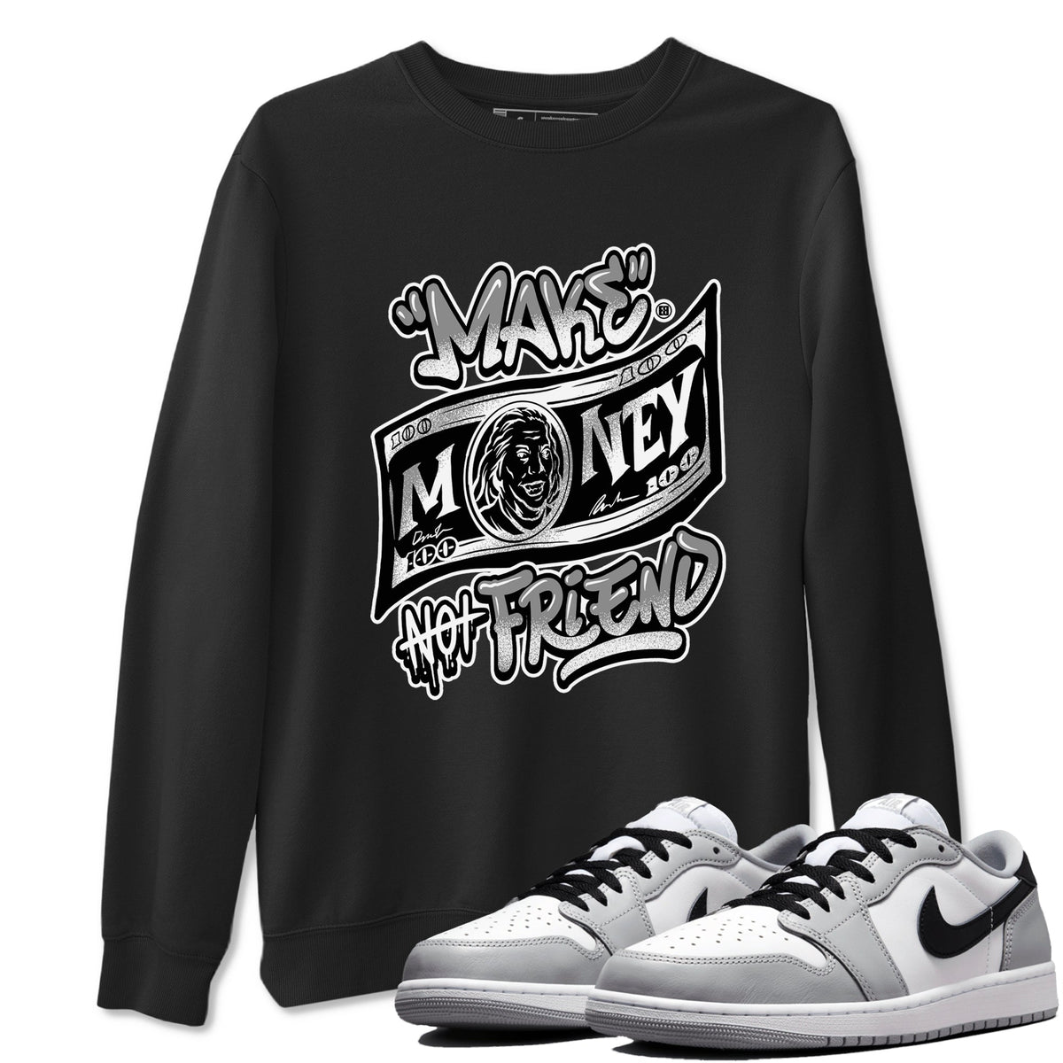 AJ1 Barons shirts to match jordans Make Money Not Friends sneaker match tees Air Jordan 1 Barons Drip Gear Zone streetwear brand Black 1 unisex cotton tee