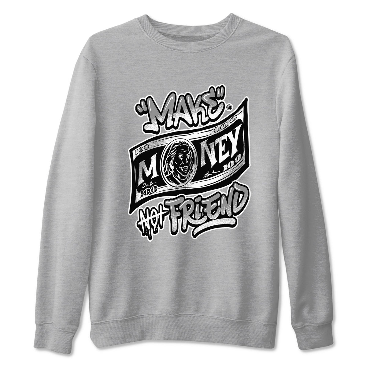 AJ1 Barons shirts to match jordans Make Money Not Friends sneaker match tees Air Jordan 1 Barons Drip Gear Zone streetwear brand Heather Grey 2 unisex cotton tee