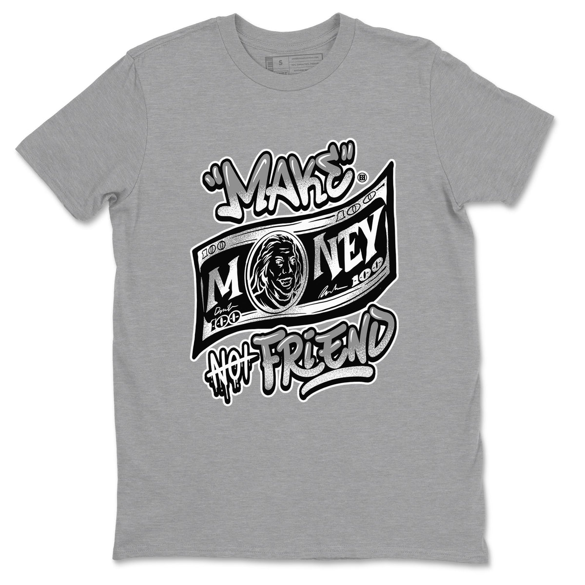 AJ1 Barons shirts to match jordans Make Money Not Friends sneaker match tees Air Jordan 1 Barons Drip Gear Zone streetwear brand Heather Grey 2 unisex cotton tee