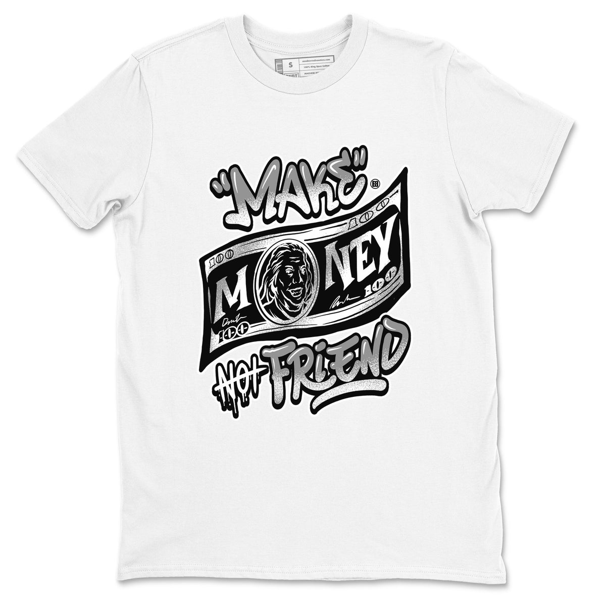 AJ1 Barons shirts to match jordans Make Money Not Friends sneaker match tees Air Jordan 1 Barons Drip Gear Zone streetwear brand White 2 unisex cotton tee
