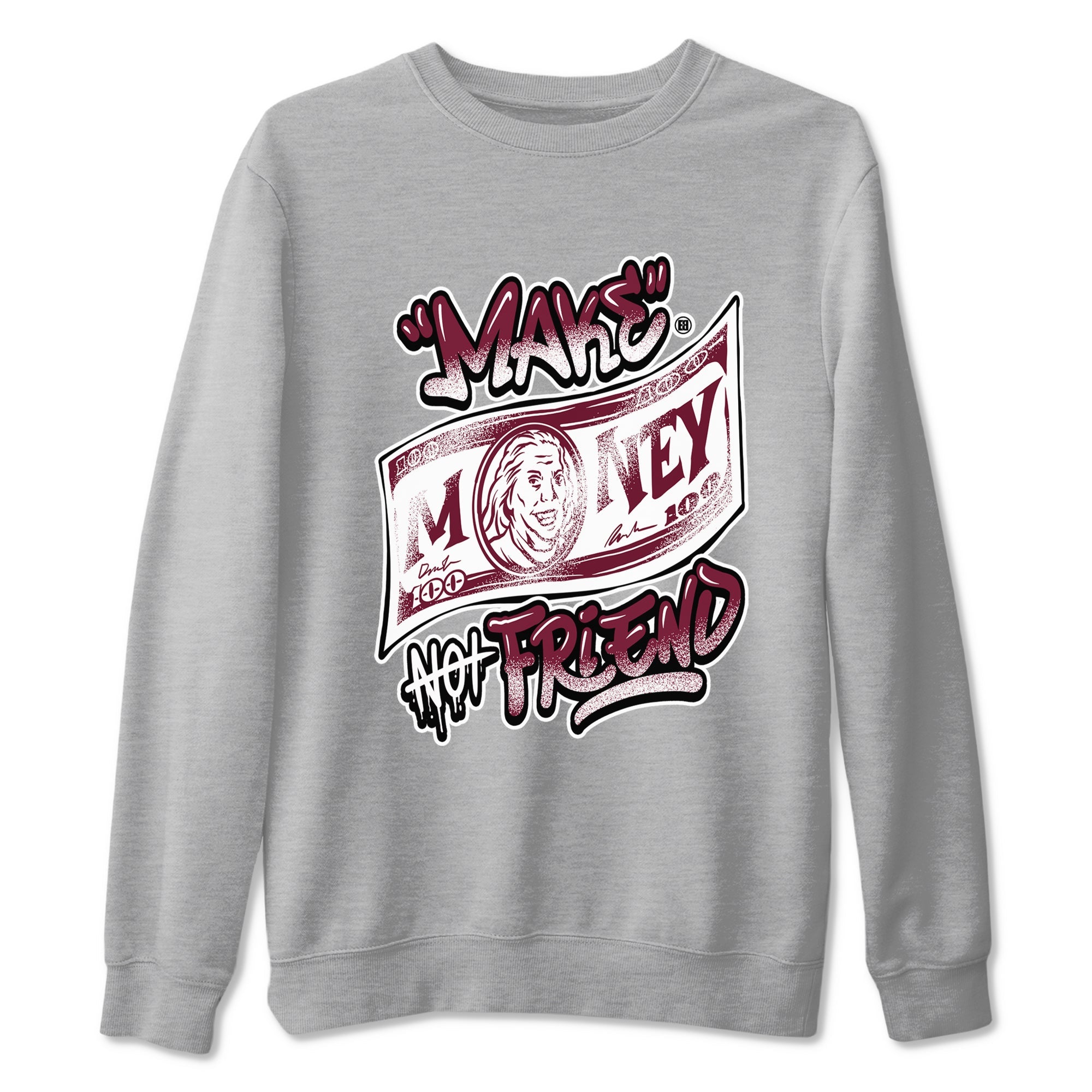 Air Jordan 1 High OG Metallic Burgundy shirts to match jordans Make Money Not Friends sneaker match tees Air Jordan 1 Metallic Burgundy Drip Gear Zone streetwear brand Heather Grey 2 unisex cotton tee