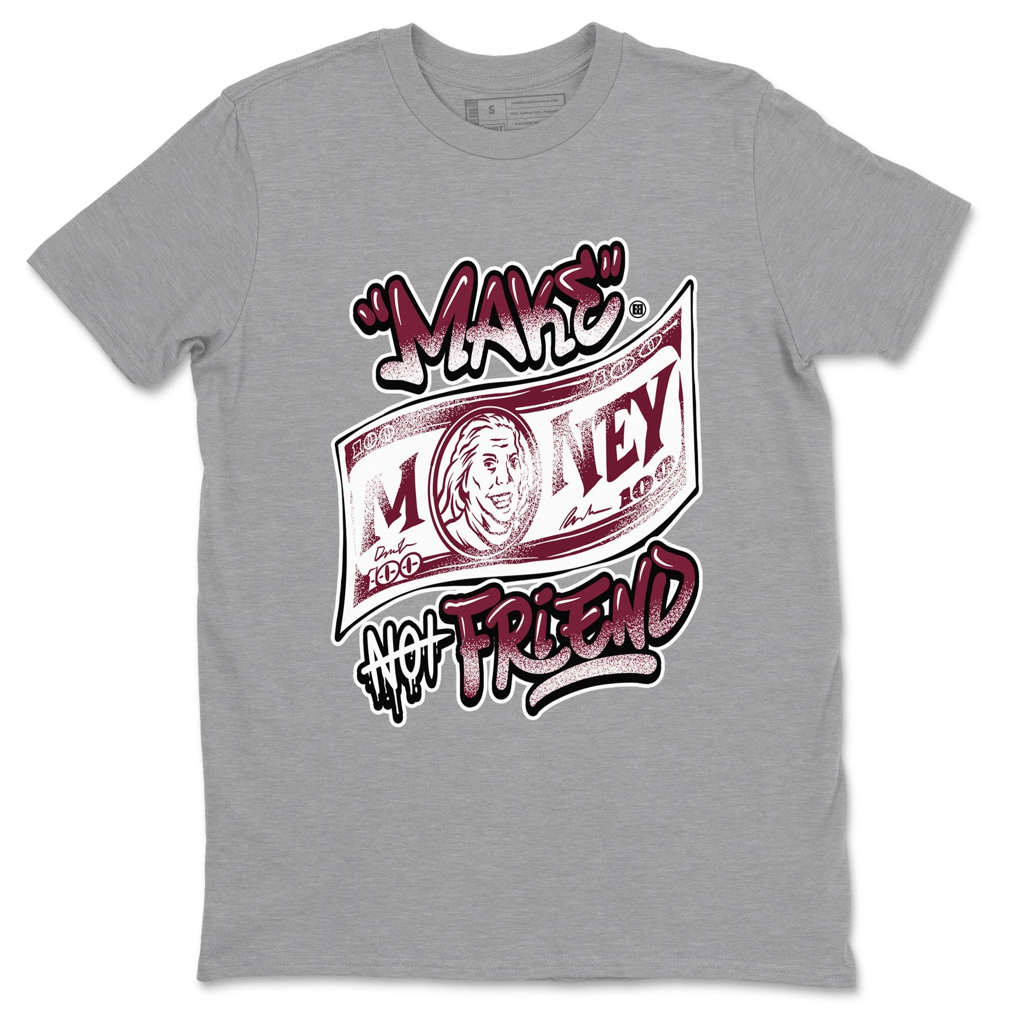 Air Jordan 1 High OG Metallic Burgundy shirts to match jordans Make Money Not Friends sneaker match tees Air Jordan 1 Metallic Burgundy Drip Gear Zone streetwear brand Heather Grey 2 unisex cotton tee