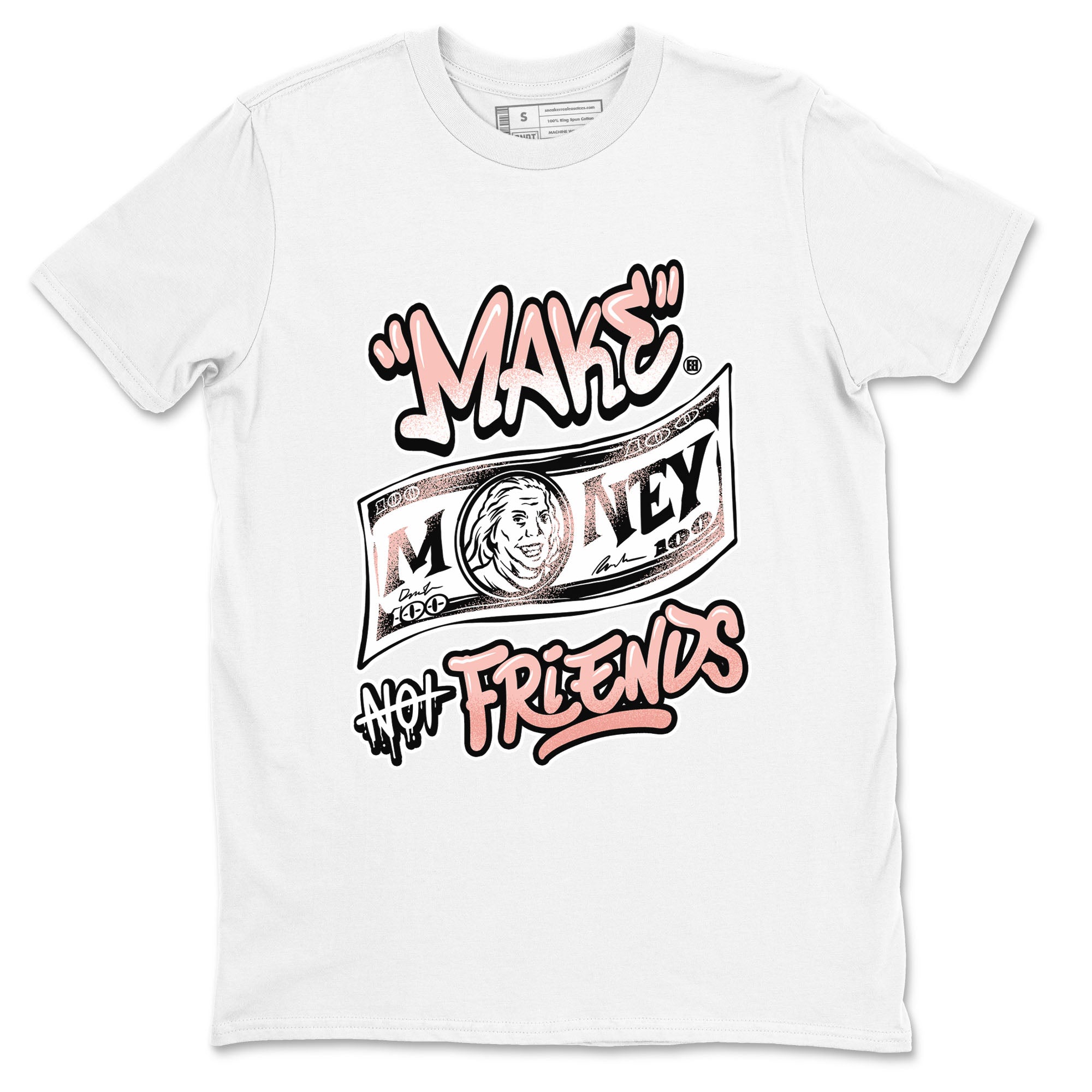 11s Legend Pink shirt to match jordans Make Money Not Friends sneaker tees Air Jordan 11 Legend Pink Drip Gear Zone unisex cotton White 2 crew neck shirt