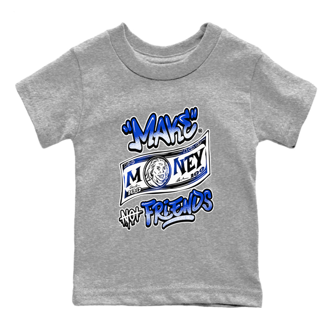 12s Blueberry shirts to match jordans Make Money Not Friends sneaker match tees Air Jordan 12 Blueberry Drip Gear Zone Youth Baby Heather Grey 2 crew neck shirts