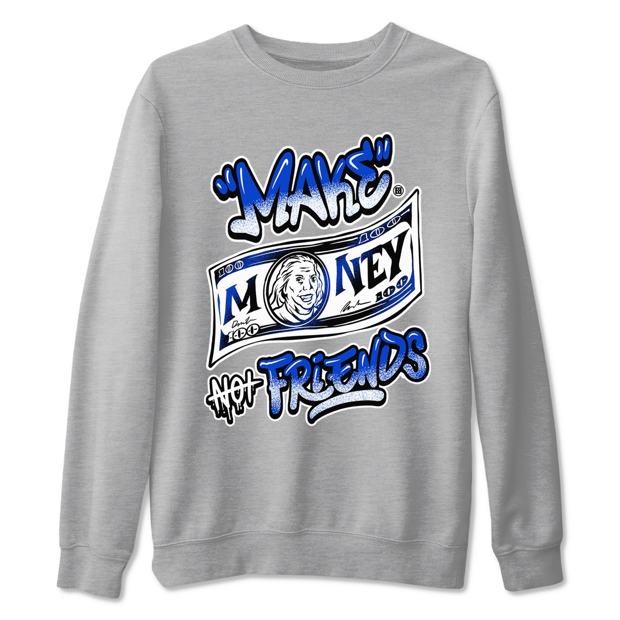 12s Blueberry shirts to match jordans Make Money Not Friends sneaker match tees Air Jordan 12 Blueberry Drip Gear Zone unisex cotton Heather Grey 2 crew neck shirts