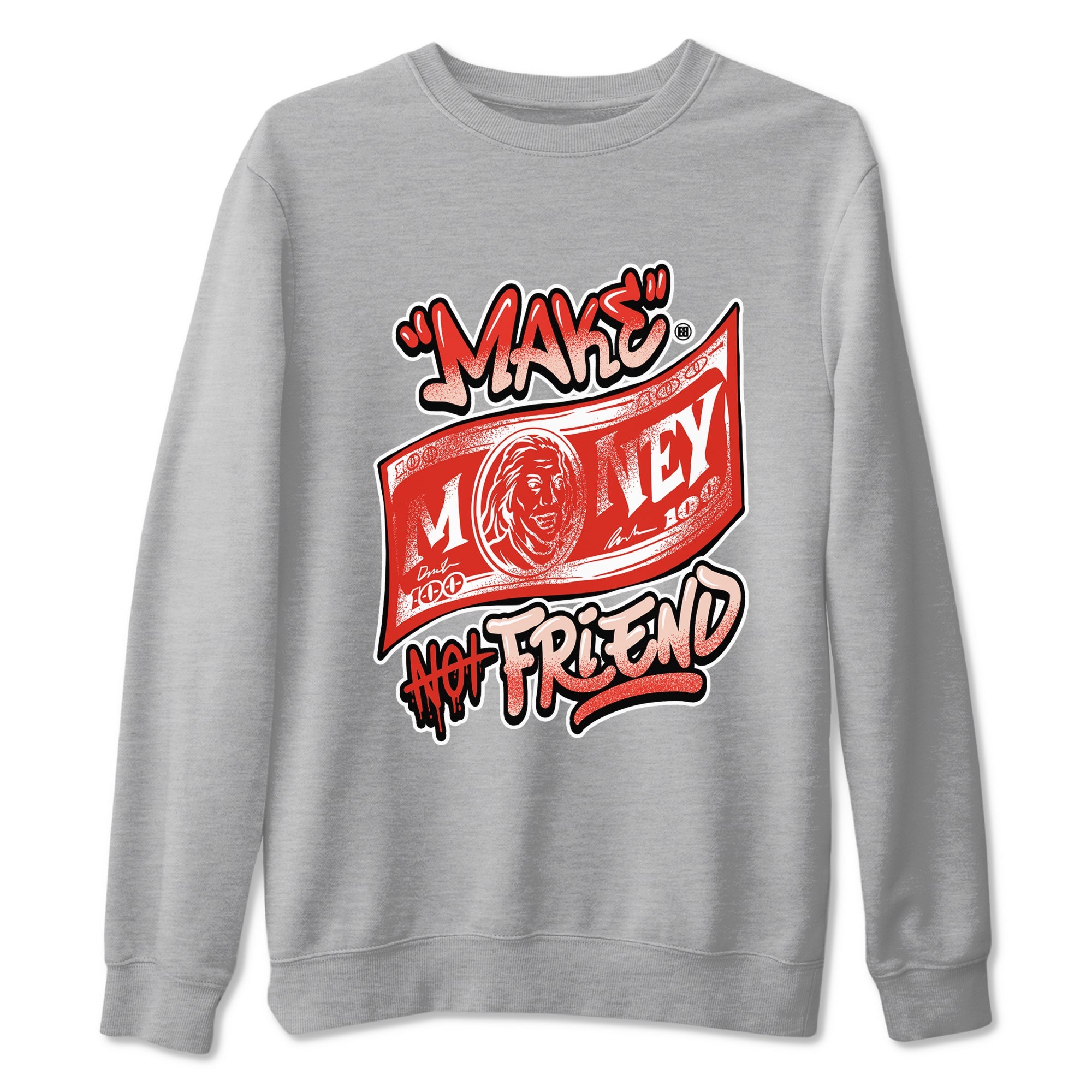 13s Dune Red shirts to match jordans Make Money Not Friends sneaker match tees Air Jordan 13 Dune Red Drip Gear Zone streetwear brand Heather Grey 2 unisex cotton tee