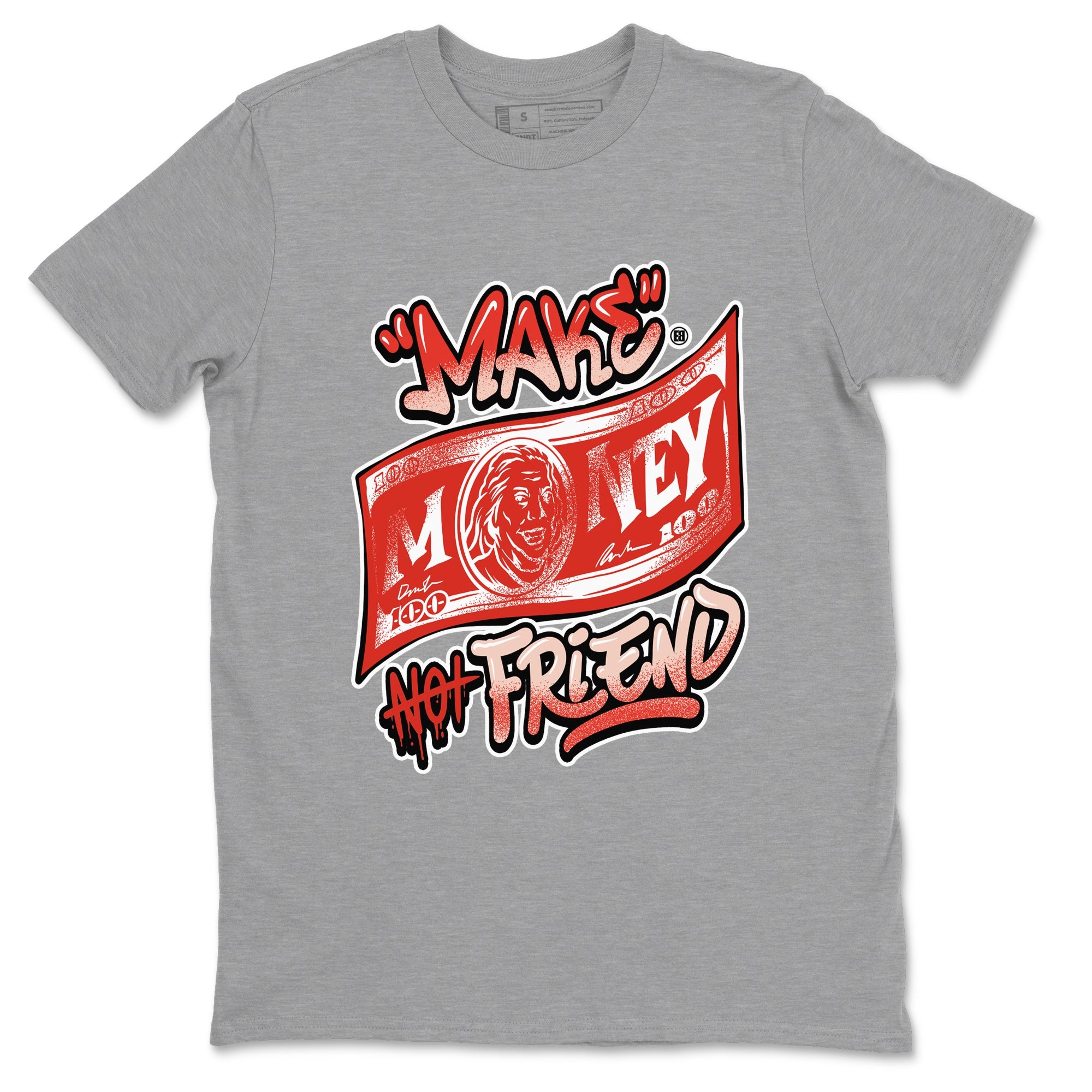 13s Dune Red shirts to match jordans Make Money Not Friends sneaker match tees Air Jordan 13 Dune Red Drip Gear Zone streetwear brand Heather Grey 2 unisex cotton tee