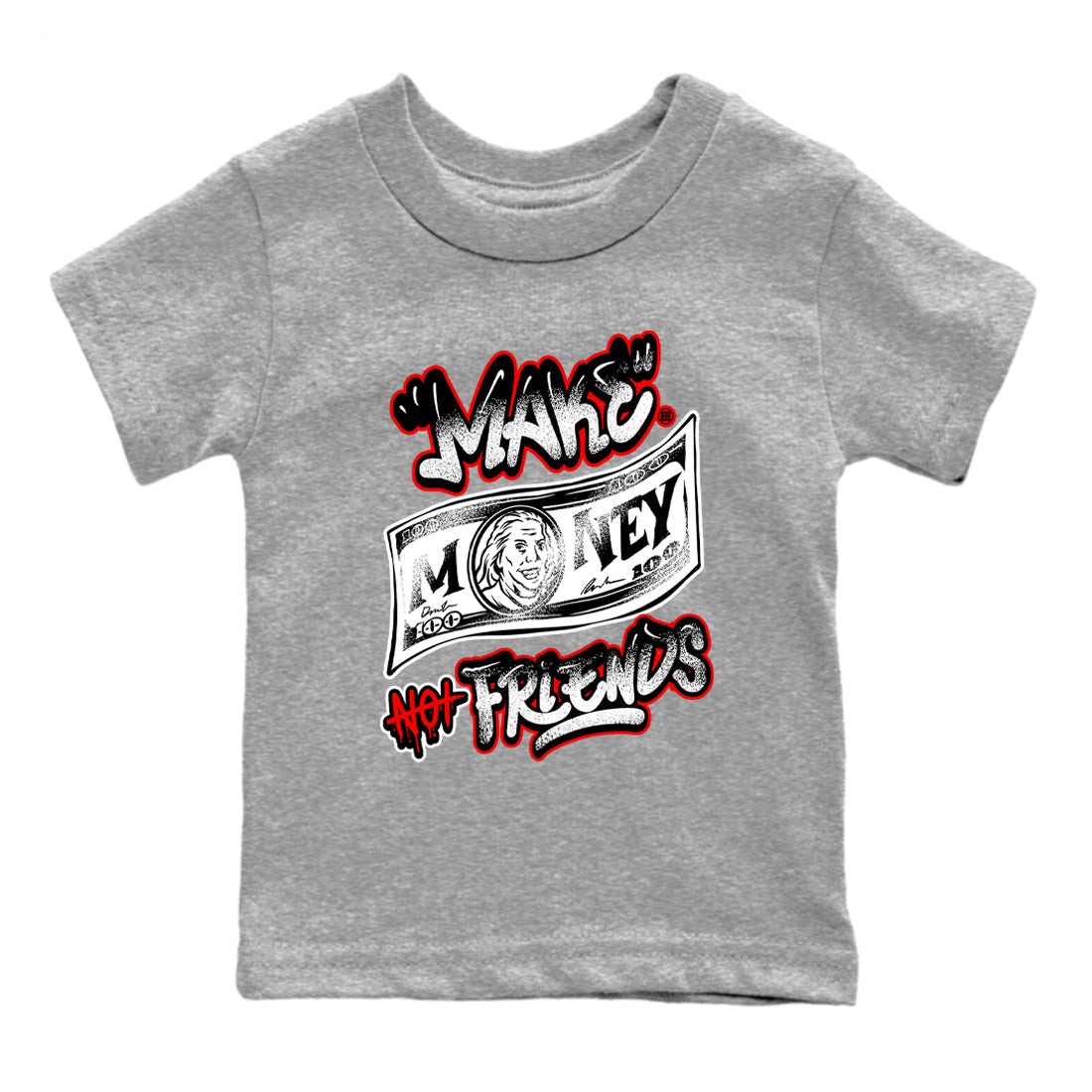 Air Jordan 14 Black Toe t shirts to match sneakers Make Money Not Friends sneaker match tees 14s Black Toe sneaker match tee Drip Gear Zone Youth Baby Heather Grey 2 tee