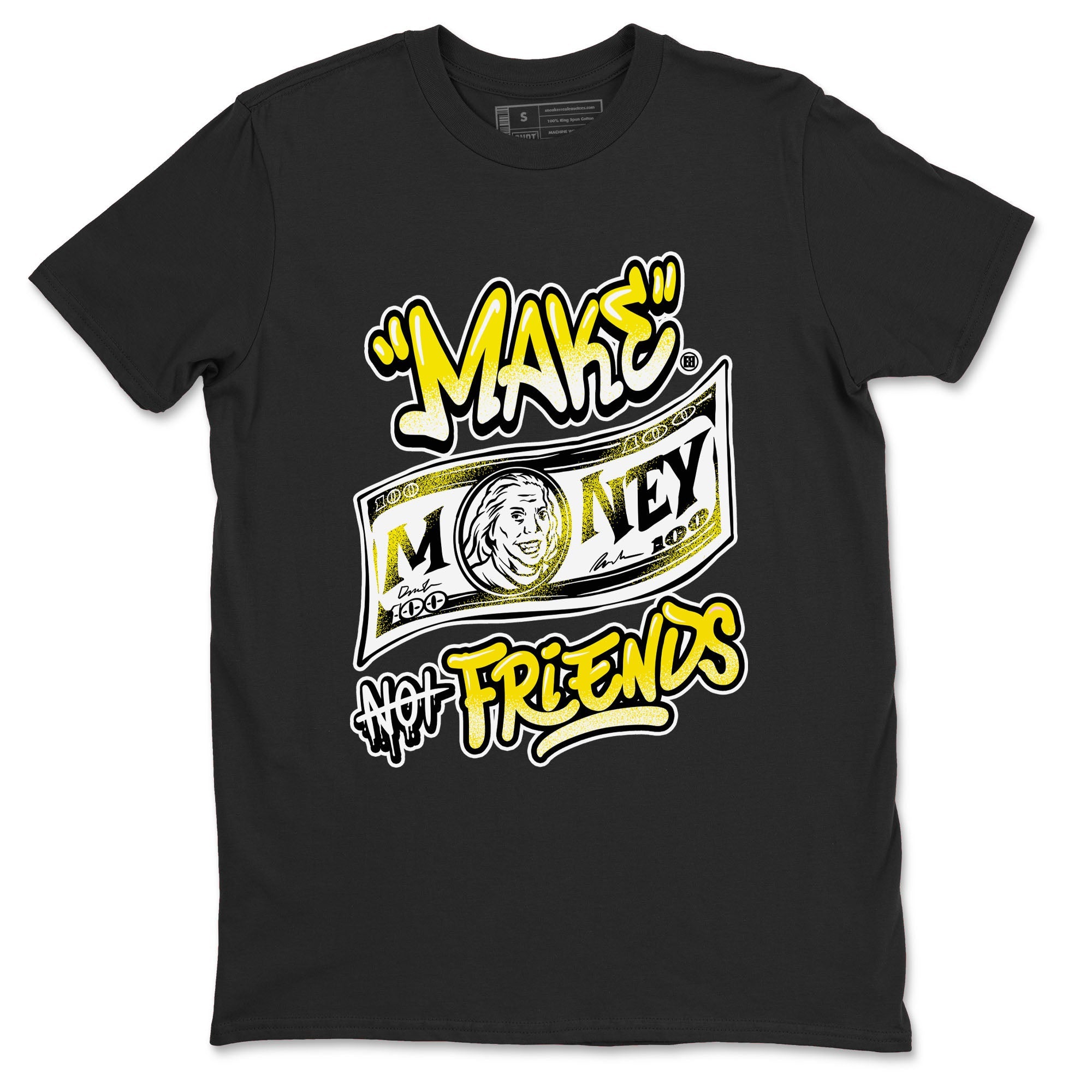 Air Jordan 4 Retro Vivid Sulfur shirt to match jordans Make Money Not Friends sneaker tees 4s Vivid Sulfur Drip Gear Zone unisex cotton Black 2 crew neck shirt