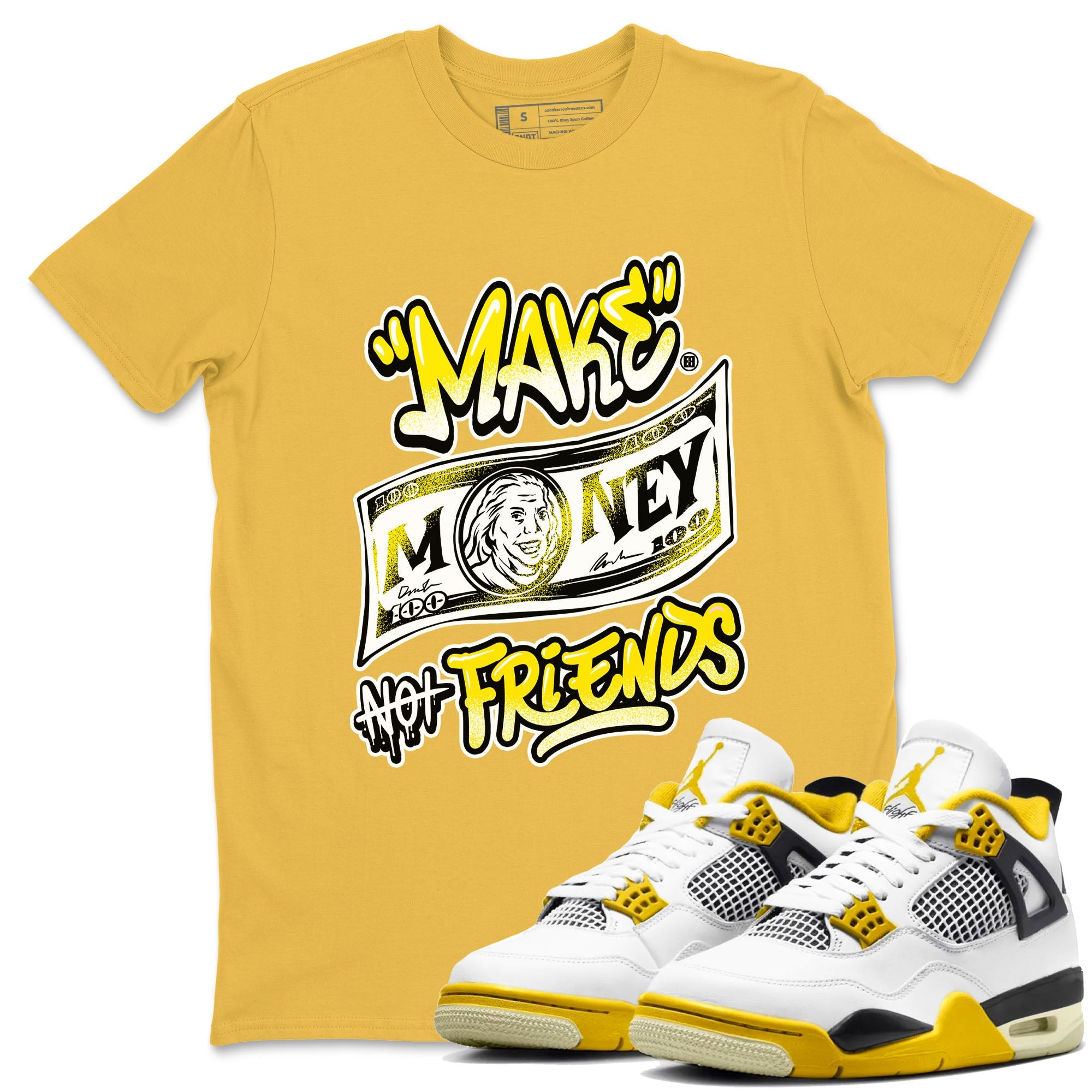 Air Jordan 4 Retro Vivid Sulfur shirt to match jordans Make Money Not Friends sneaker tees 4s Vivid Sulfur Drip Gear Zone unisex cotton Daisy 1 crew neck shirt