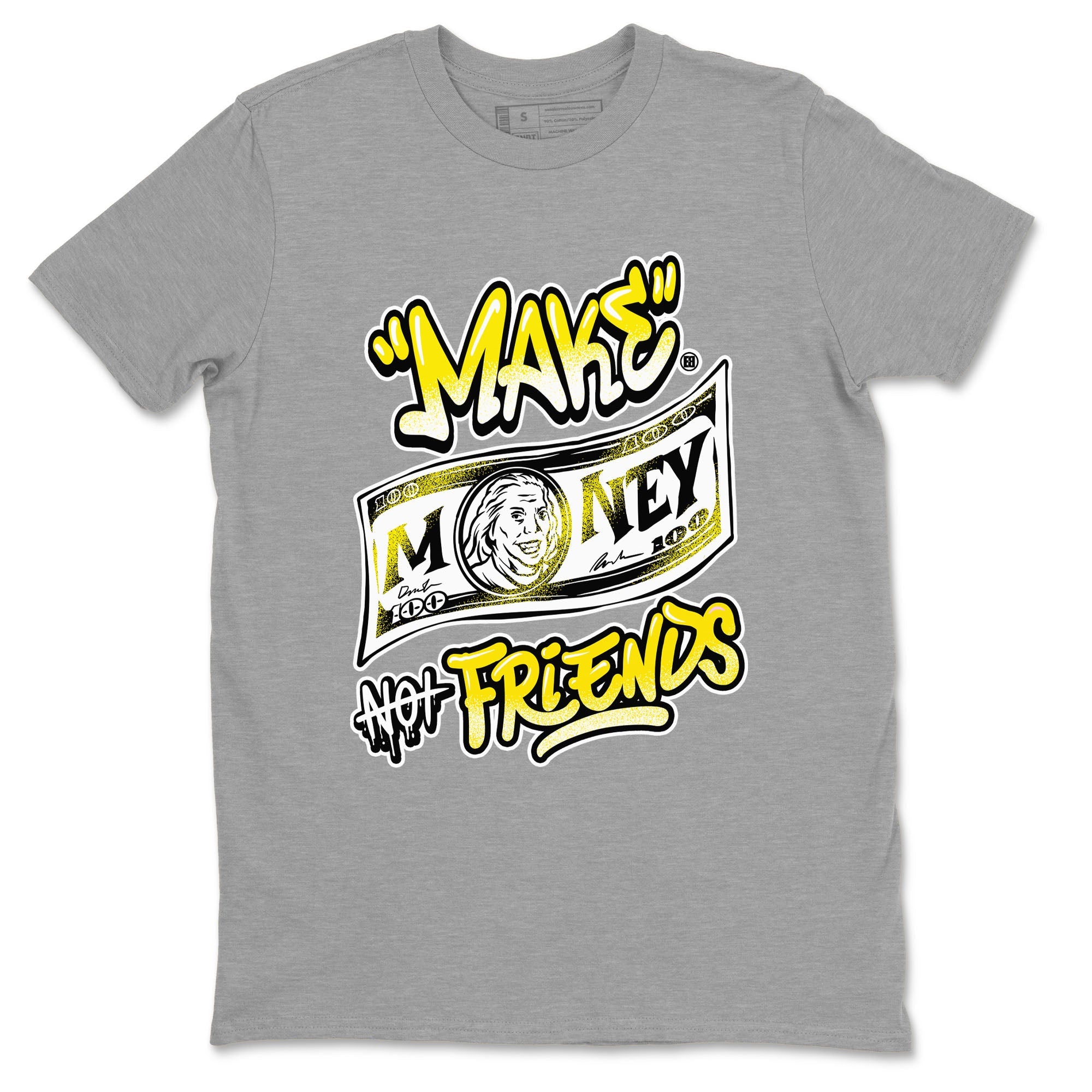 Air Jordan 4 Retro Vivid Sulfur shirt to match jordans Make Money Not Friends sneaker tees 4s Vivid Sulfur Drip Gear Zone unisex cotton Heather Grey 2 crew neck shirt