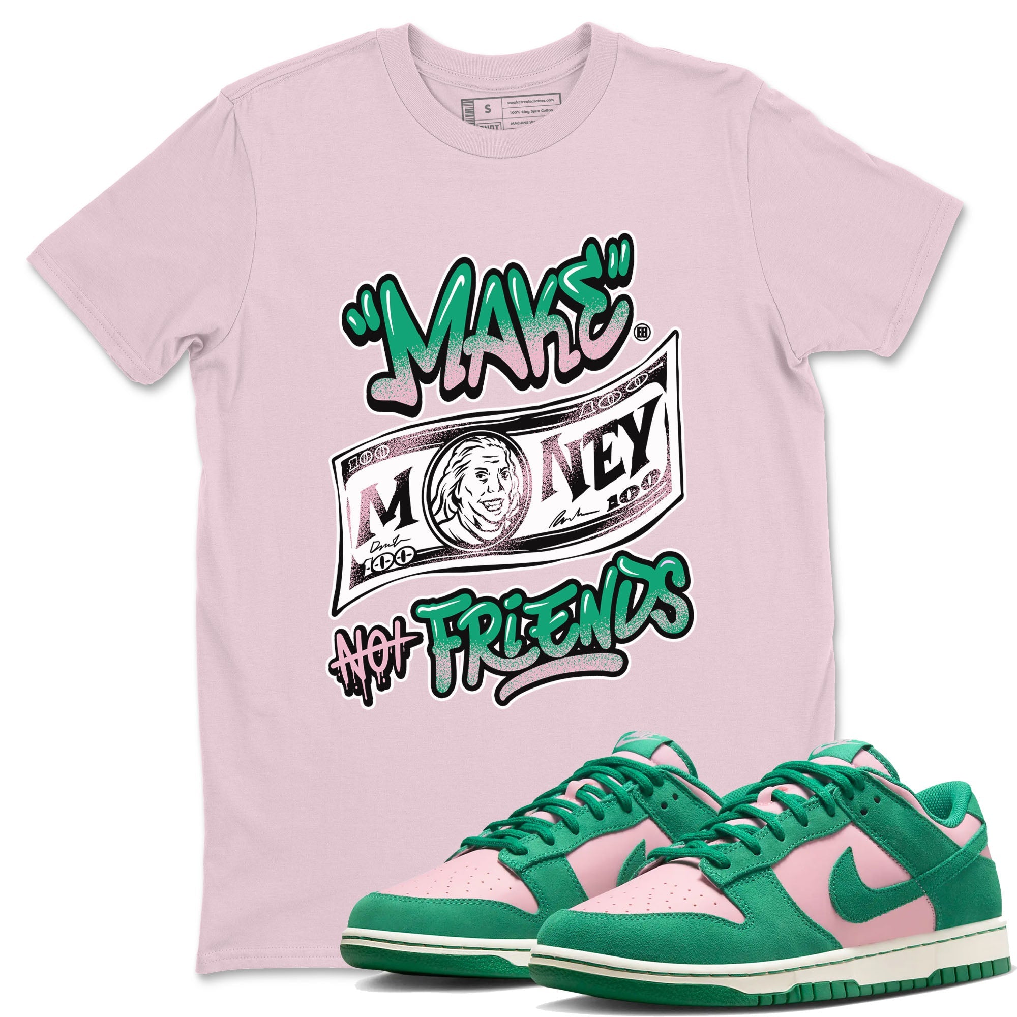Dunk Low Medium Soft Pink Malachite shirt to match jordans Make Money Not Friends sneaker tees Dunks Medium Soft Pink Malachite Streetwear Brand Drip Gear Zone unisex cotton Pink 1 crew neck shirt