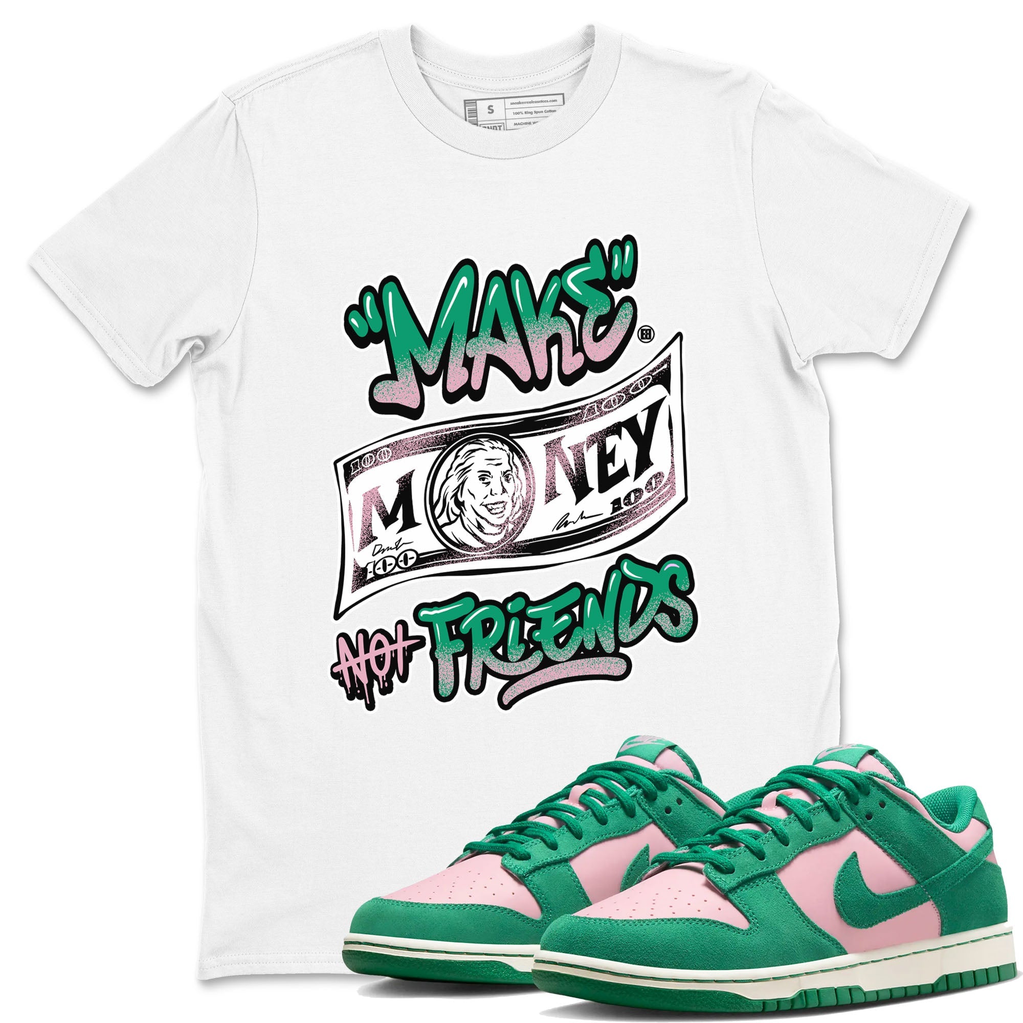 Dunk Low Medium Soft Pink Malachite shirt to match jordans Make Money Not Friends sneaker tees Dunks Medium Soft Pink Malachite Streetwear Brand Drip Gear Zone unisex cotton White 1 crew neck shirt