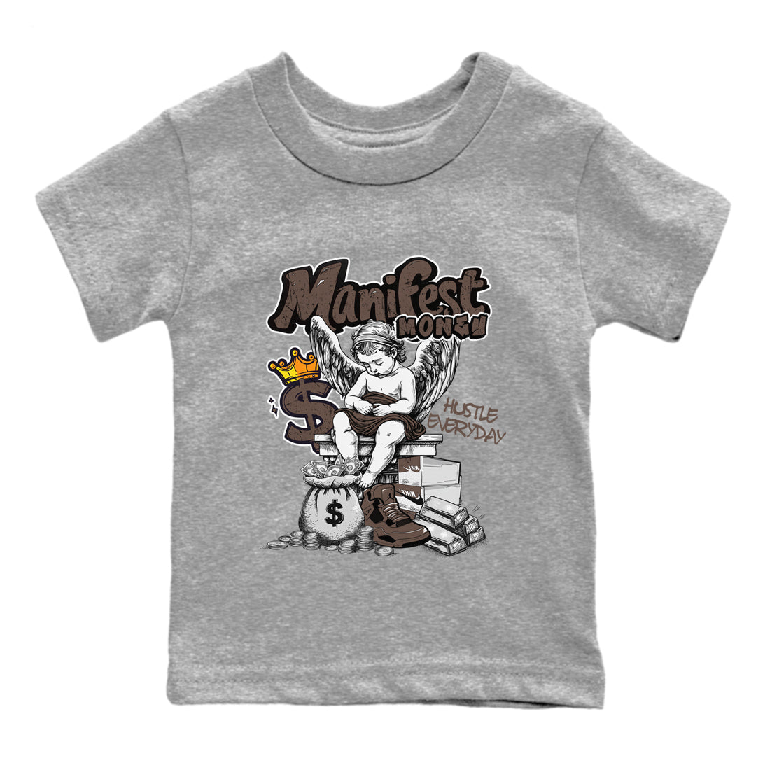 Sneaker match tees  Sneaker Tees To Match Air Jordan 4 Cave Stone Shoes  Manifest Money Kids T-Shirt Heather Grey 2