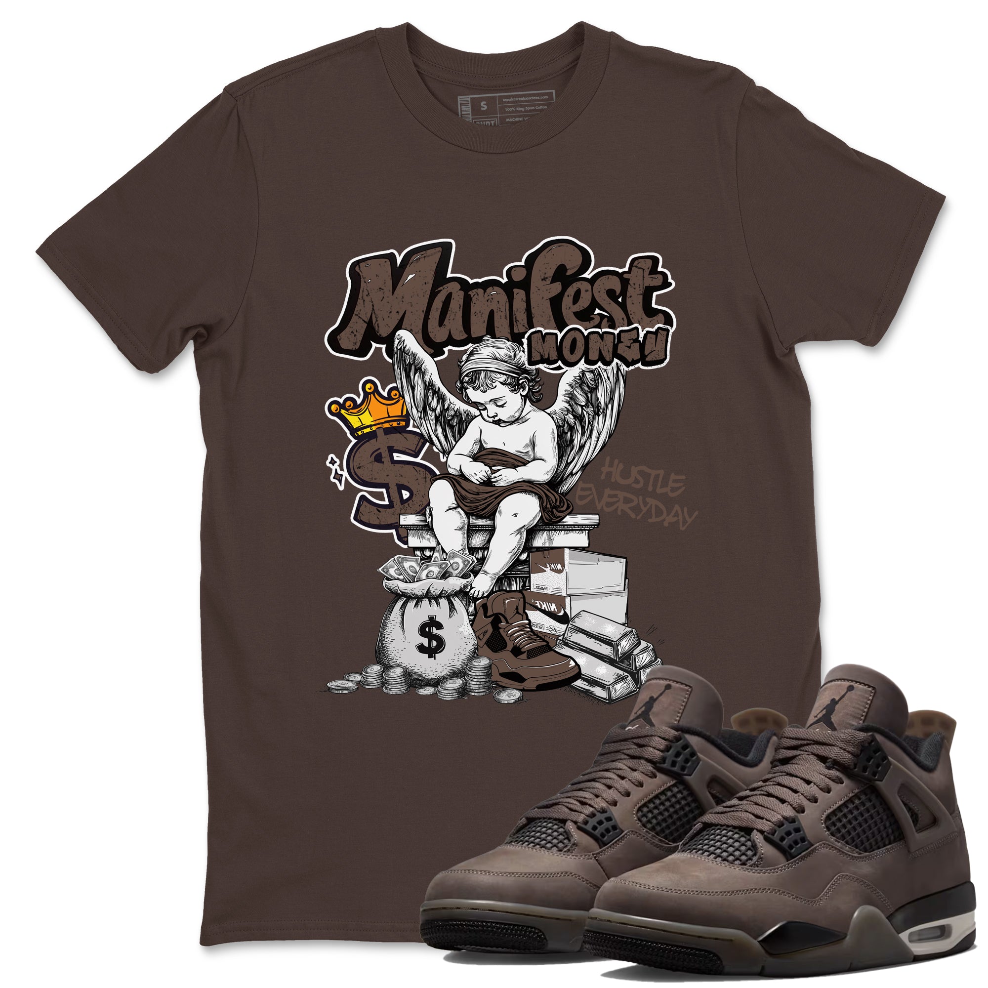 Sneaker match tees  Sneaker Tees To Match Air Jordan 4 Cave Stone Shoes  Manifest Money Tee Dark Chocolate 1