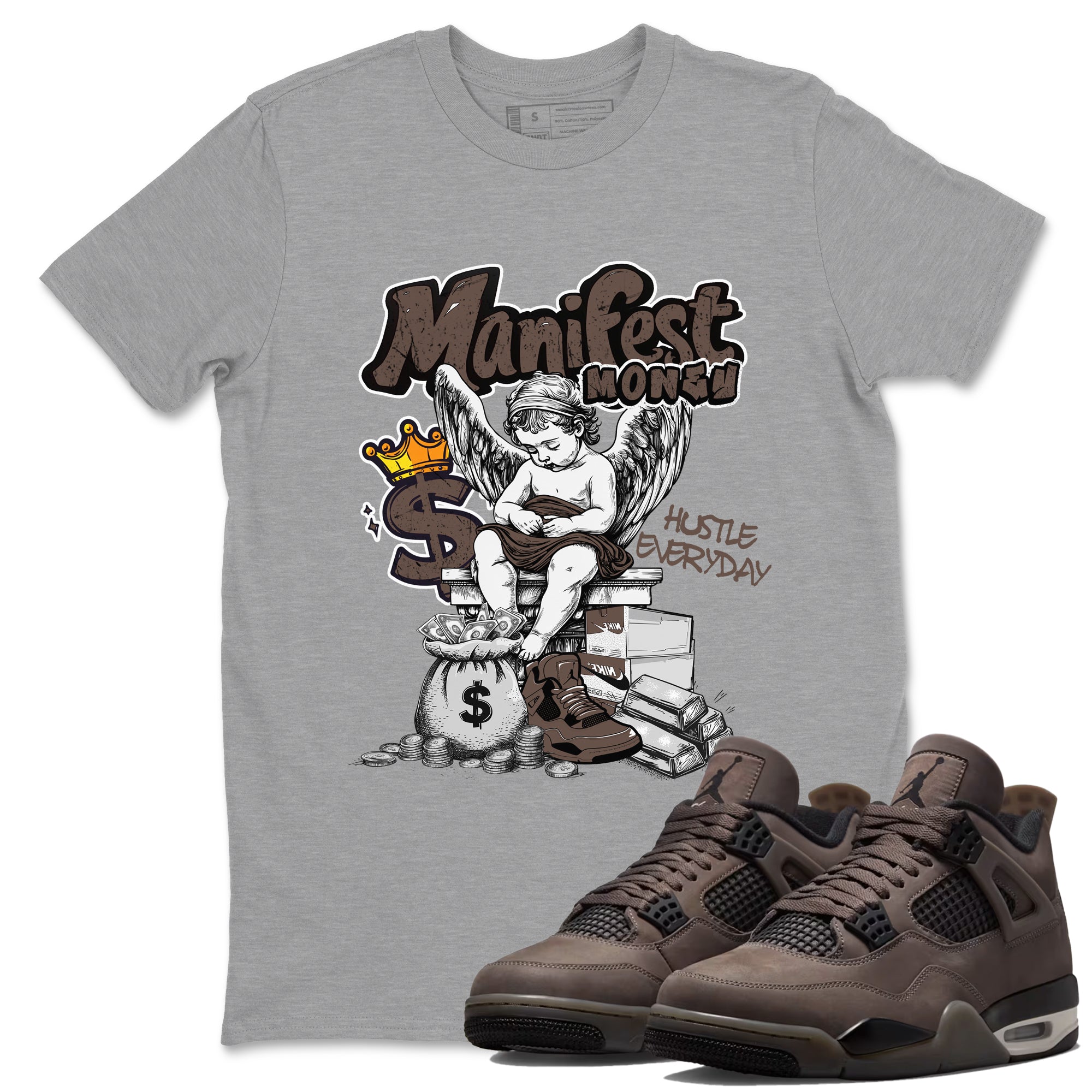 Sneaker match tees  Sneaker Tees To Match Air Jordan 4 Cave Stone Shoes  Manifest Money Tee Heather Grey 1