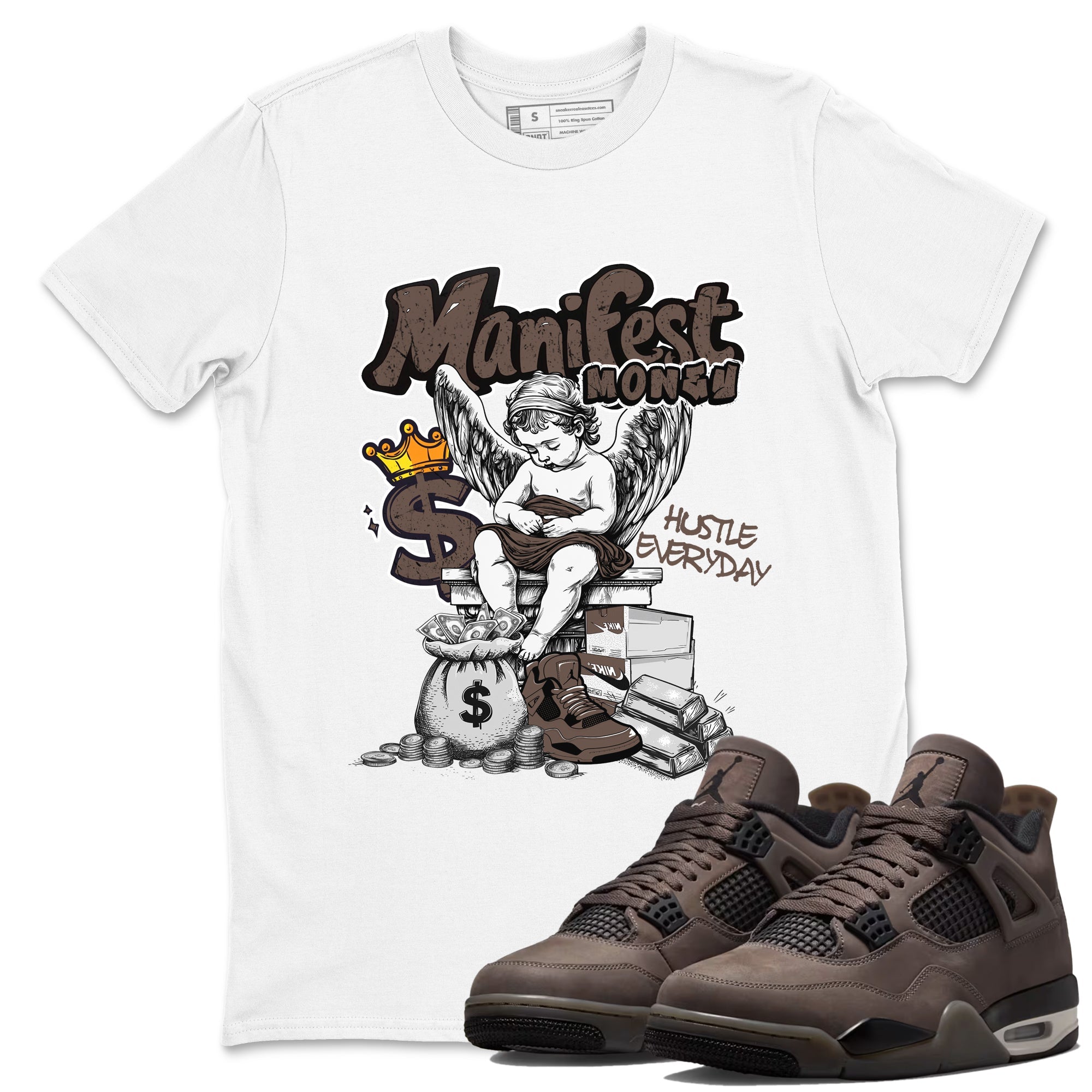 Sneaker match tees  Sneaker Tees To Match Air Jordan 4 Cave Stone Shoes  Manifest Money Tee White 1