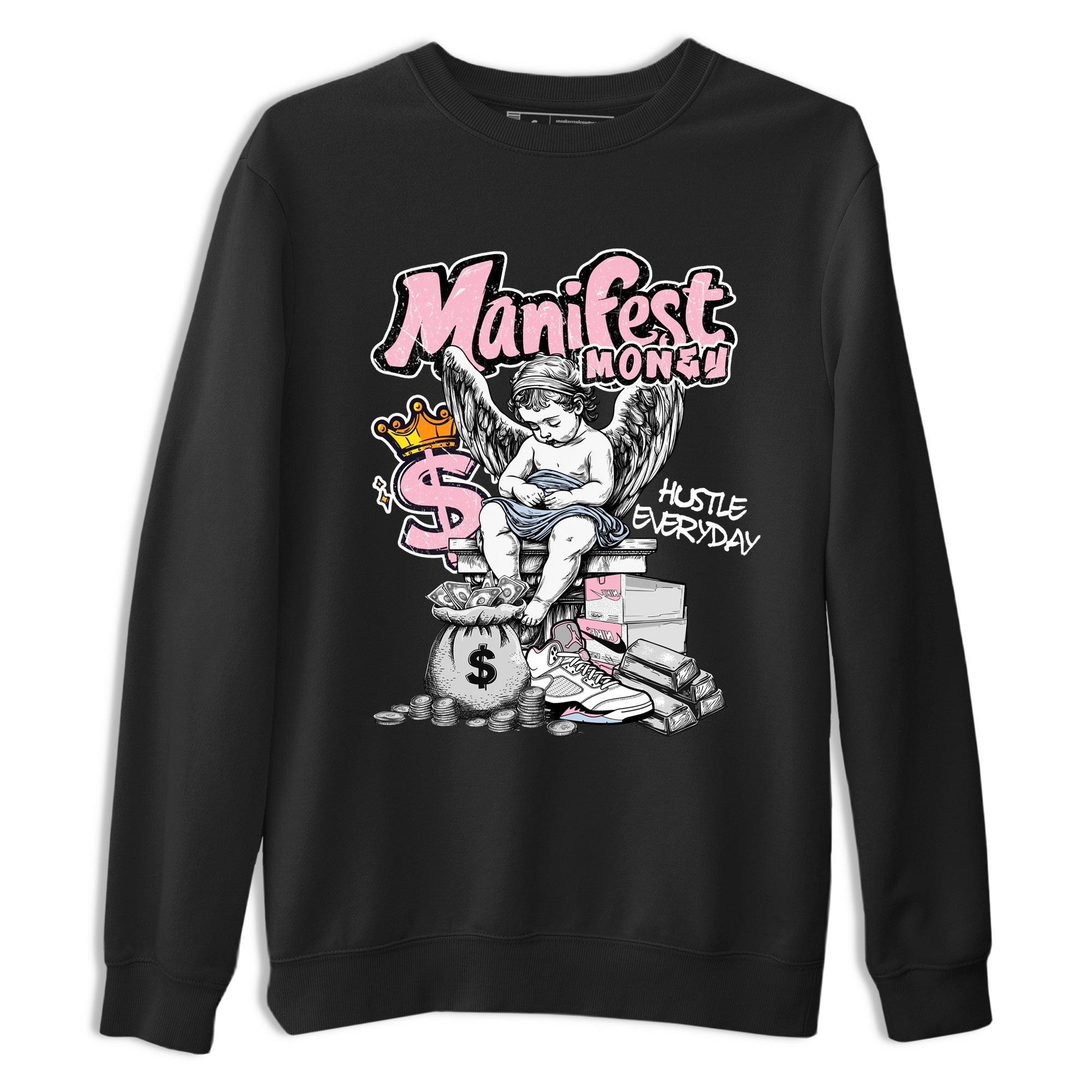 Sneaker match tees  Sneaker Tees To Match Air Jordan 5 Medium Soft Pink Shoes  Manifest Money Tee Black 2