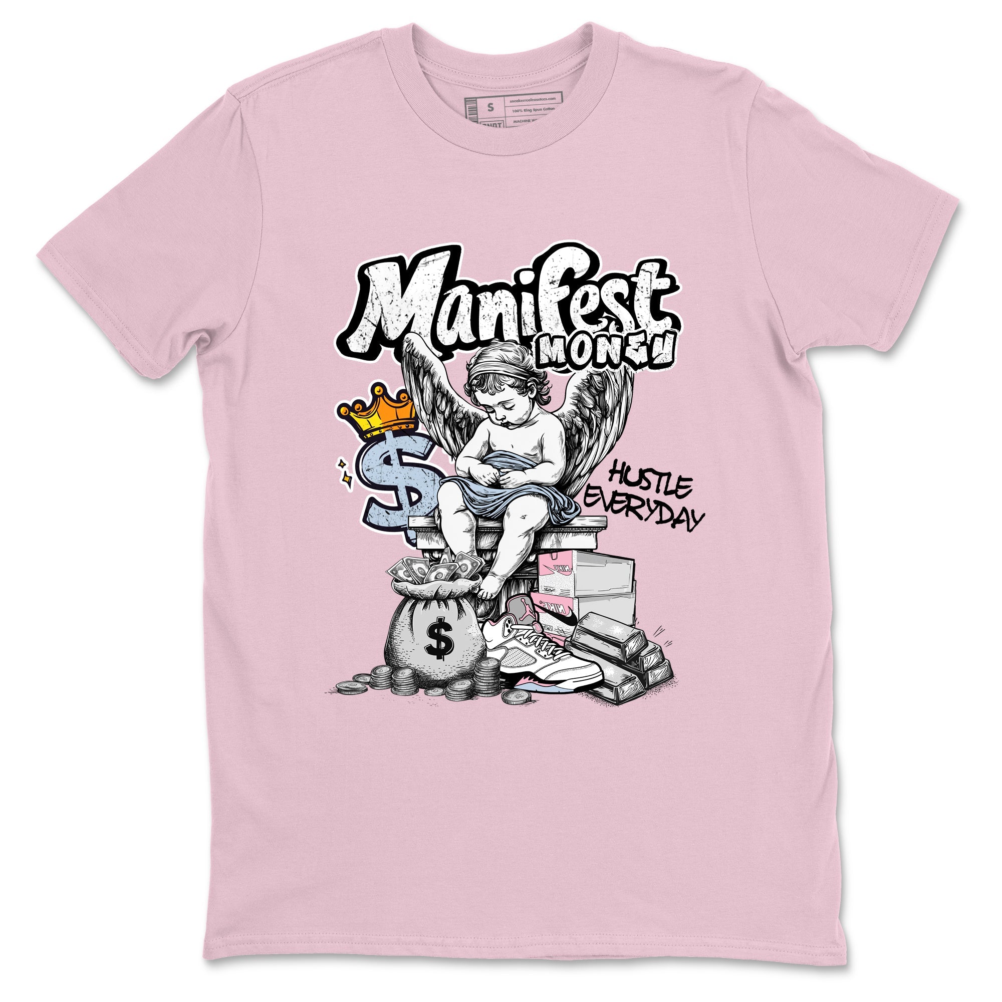 Sneaker match tees  Sneaker Tees To Match Air Jordan 5 Medium Soft Pink Shoes  Manifest Money Tee Pink 2