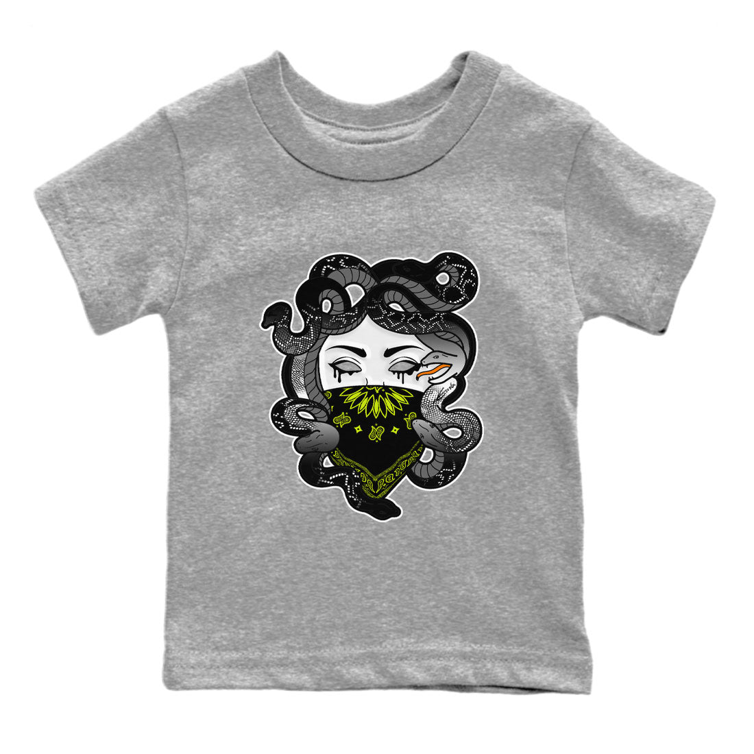 Dunk Halloween shirt to match jordans Medusa sneaker tees Dunk Mid Halloween Drip Gear Zone Sneaker Matching Clothing Brand Baby Toddler Heather Grey 2 T-Shirt