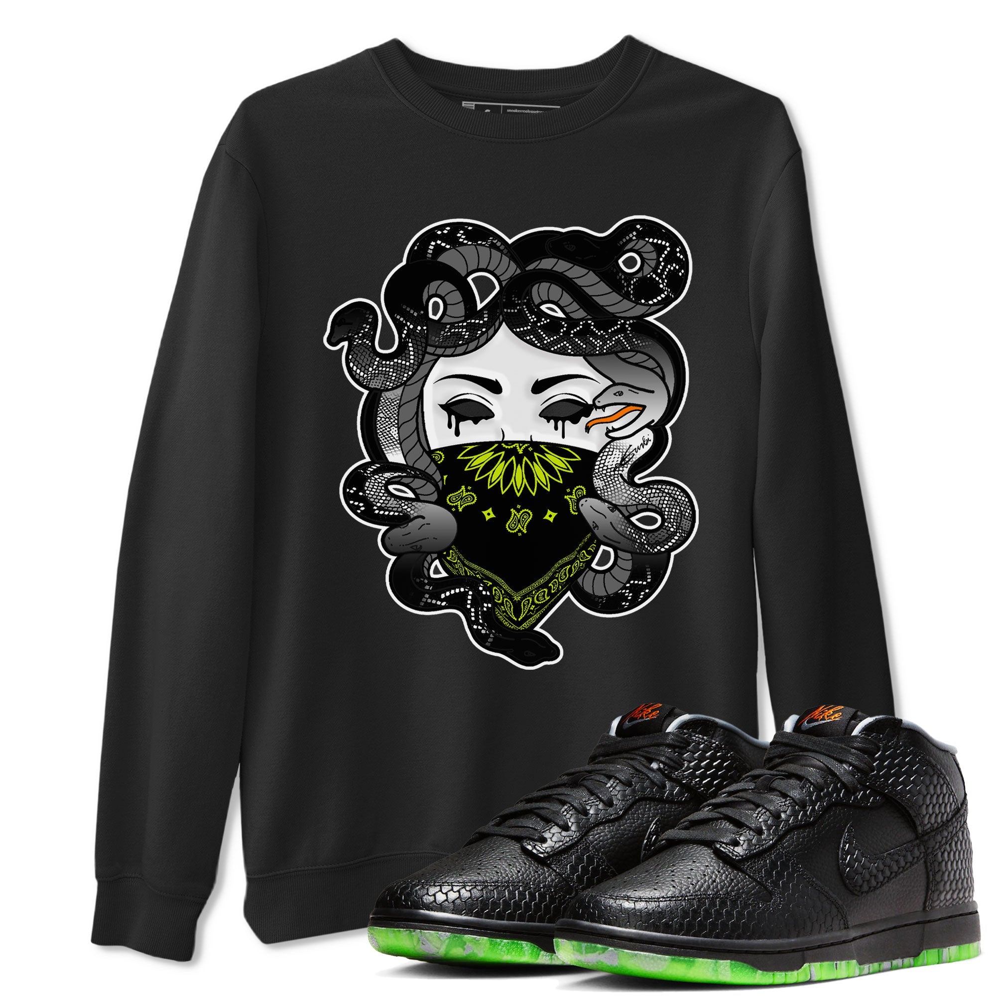 Dunk Halloween shirt to match jordans Medusa sneaker tees Dunk Mid Halloween Drip Gear Zone Sneaker Matching Clothing Brand Unisex Sneaker Tee Black 1 T-Shirt