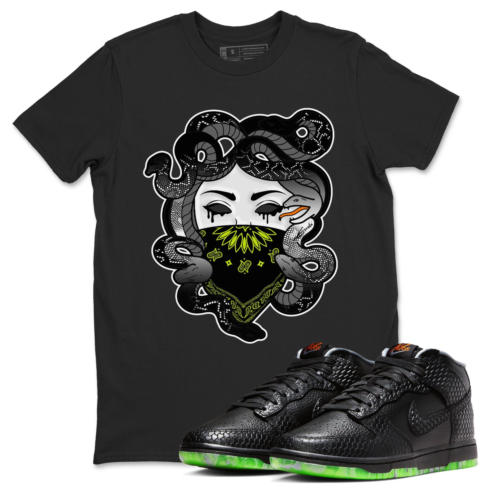 Dunk Halloween shirt to match jordans Medusa sneaker tees Dunk Mid Halloween Drip Gear Zone Sneaker Matching Clothing Brand Unisex Sneaker Tee Black 1 T-Shirt