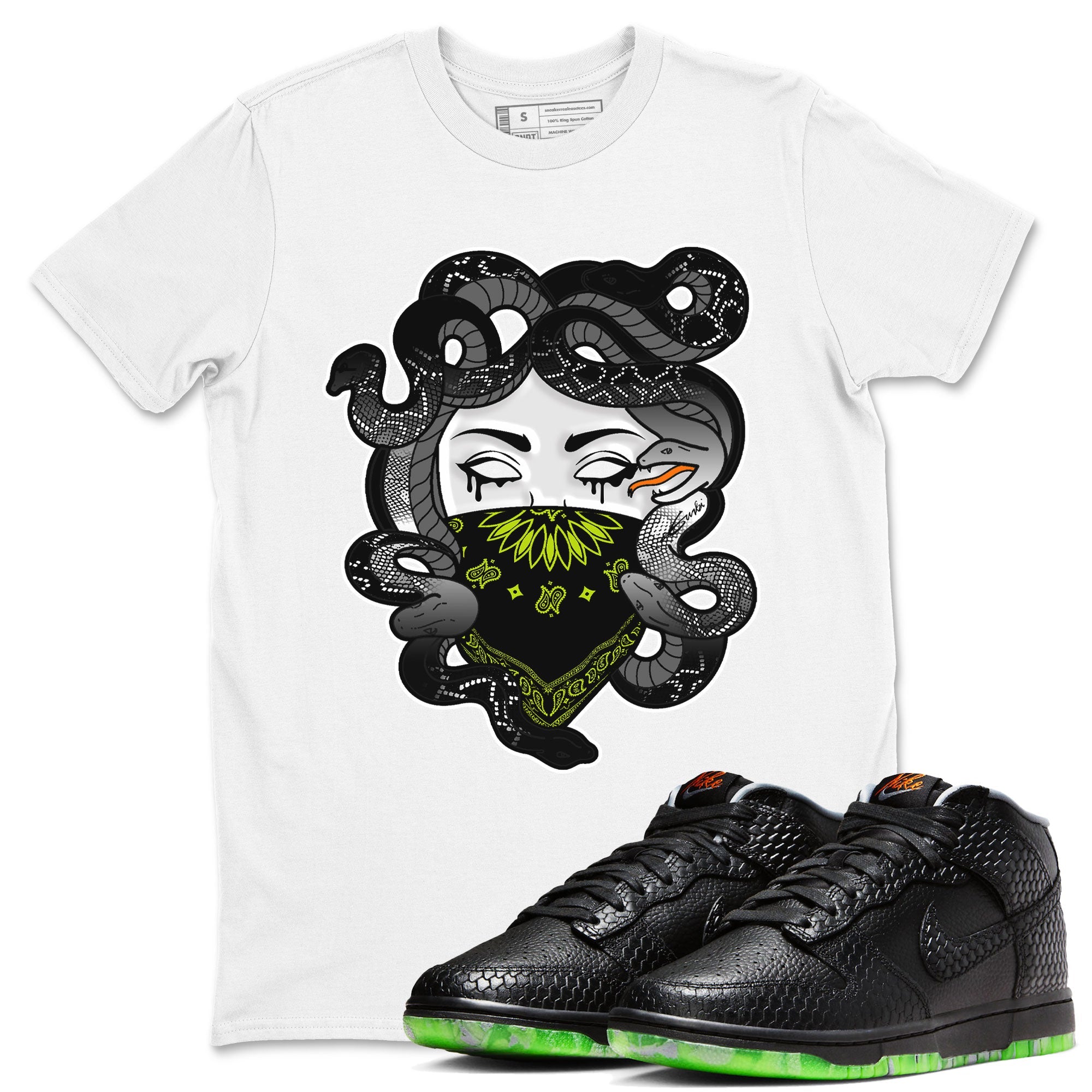 Dunk Halloween shirt to match jordans Medusa sneaker tees Dunk Mid Halloween Drip Gear Zone Sneaker Matching Clothing Brand Unisex Sneaker Tee White 1 T-Shirt