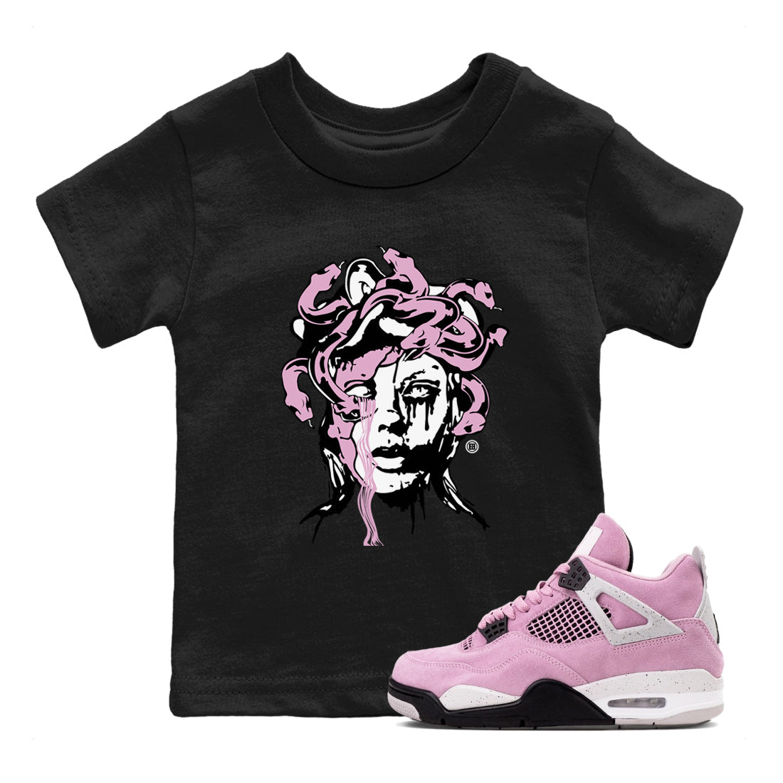 4s Retro Orchid shirts to match jordans Medusa Statue sneaker match tees Air Jordan 4 WMNS Orchid match shoes to clothes Drip Gear Zone Youth Baby Black 1 tee