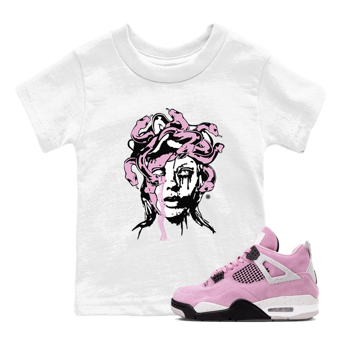 4s Retro Orchid shirts to match jordans Medusa Statue sneaker match tees Air Jordan 4 WMNS Orchid match shoes to clothes Drip Gear Zone Youth Baby White 1 tee