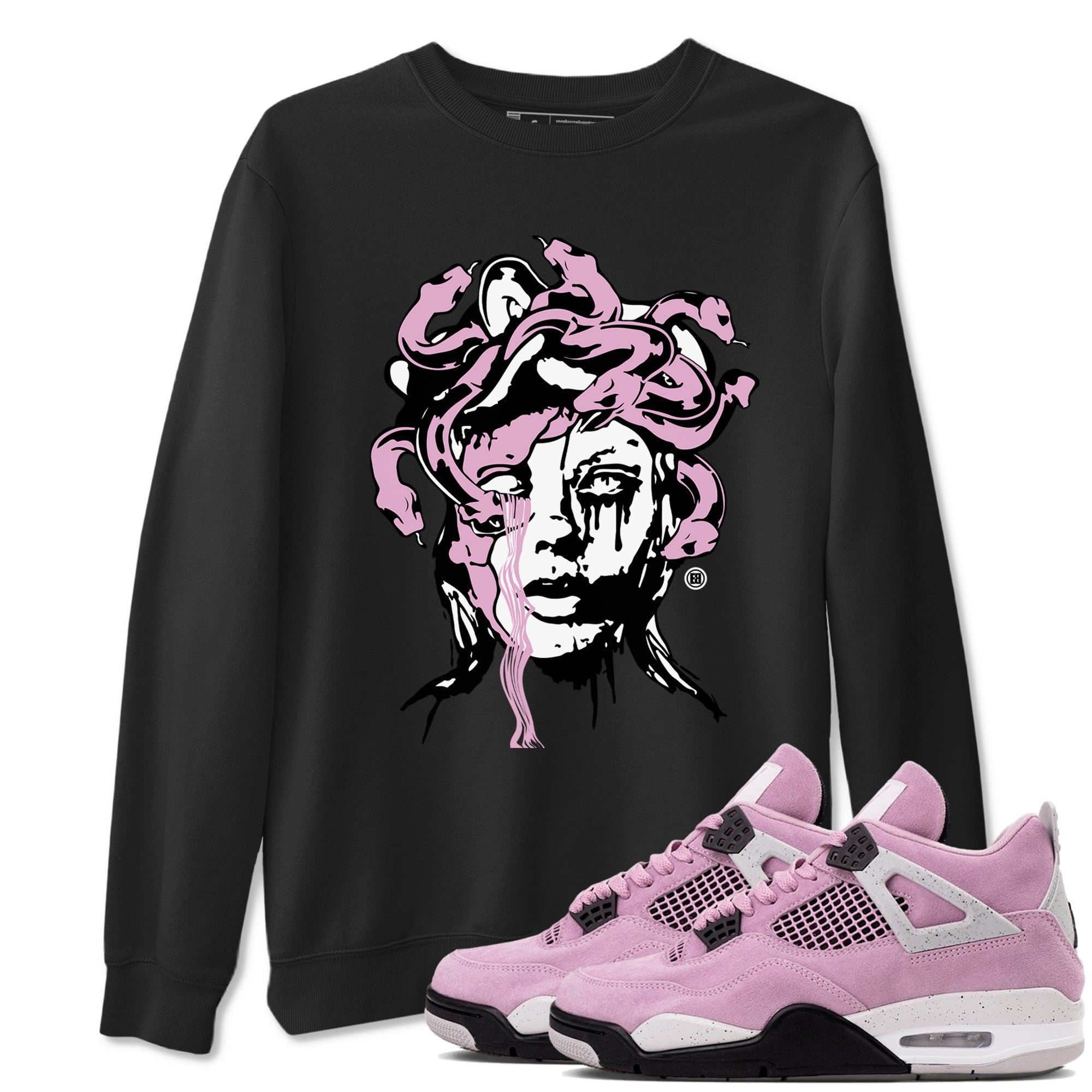4s Retro Orchid shirts to match jordans Medusa Statue sneaker match tees Air Jordan 4 WMNS Orchid match shoes to clothes Drip Gear Zone unisex cotton Black 1 shirts