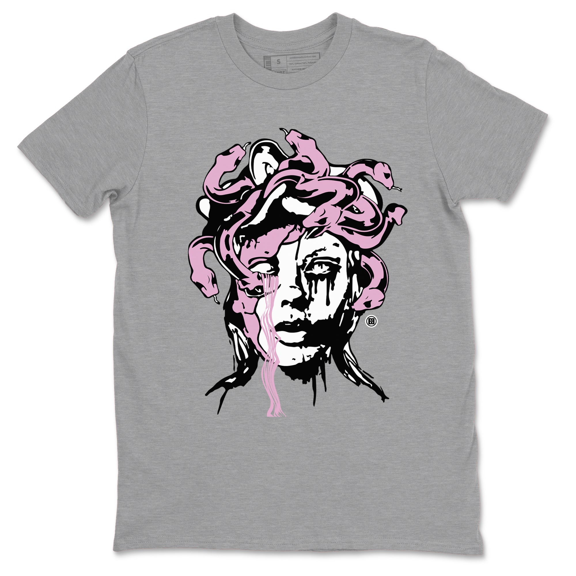 4s Retro Orchid shirts to match jordans Medusa Statue sneaker match tees Air Jordan 4 WMNS Orchid match shoes to clothes Drip Gear Zone unisex cotton Heather Grey 2 shirts