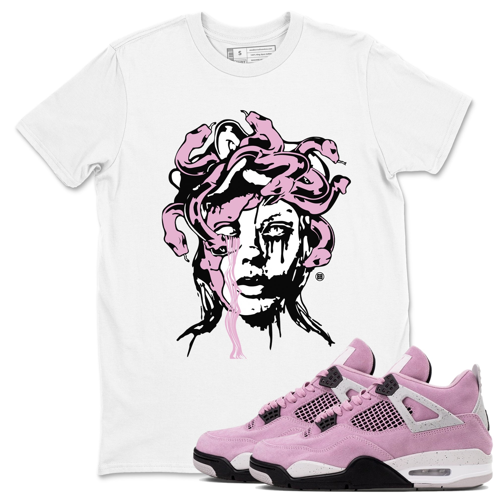 4s Retro Orchid shirts to match jordans Medusa Statue sneaker match tees Air Jordan 4 WMNS Orchid match shoes to clothes Drip Gear Zone unisex cotton White 1 shirts