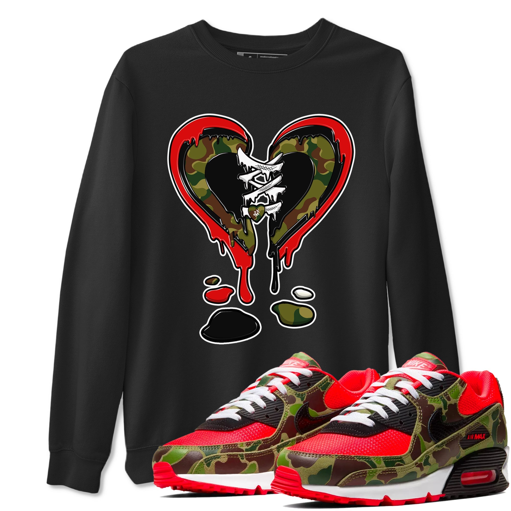 Air Max 90 Duck Camo shirts to match jordans Melting Heart sneaker match tees Air Max 90 Reverse Duck Camo match shoes to clothes Drip Gear Zone unisex cotton Black 1 shirts