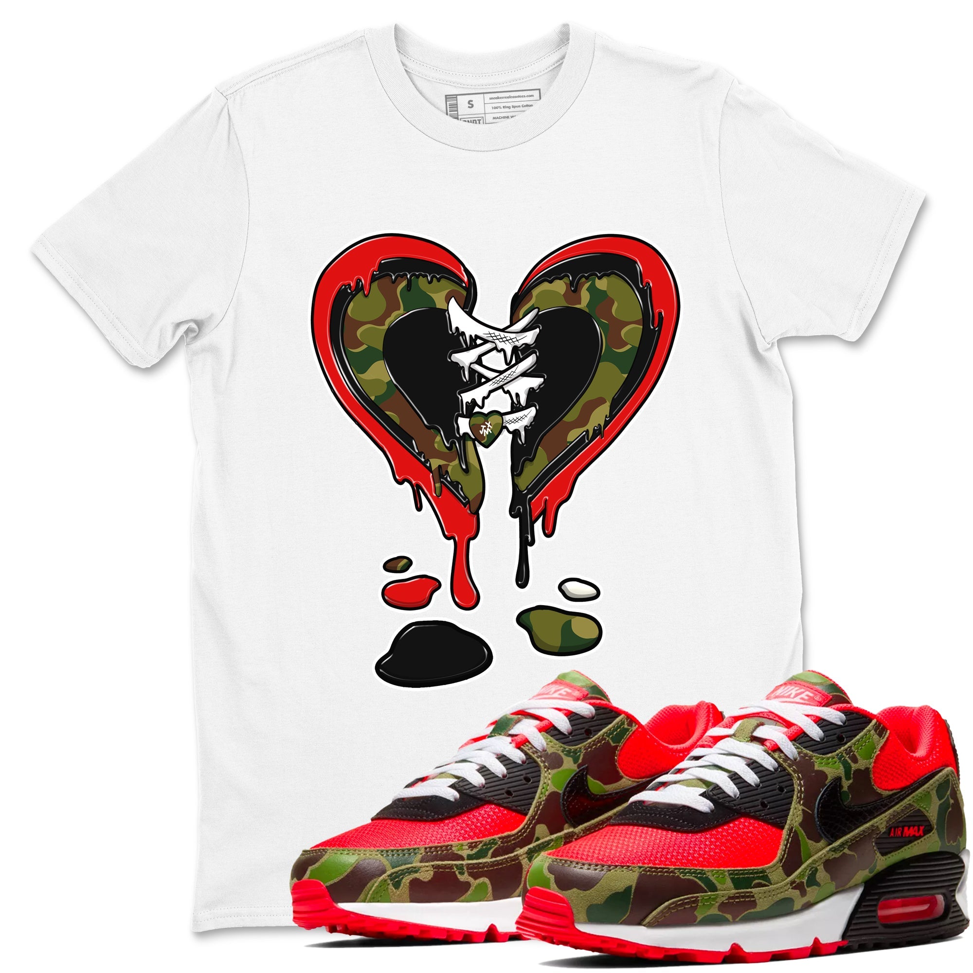 Air Max 90 Duck Camo shirts to match jordans Melting Heart sneaker match tees Air Max 90 Reverse Duck Camo match shoes to clothes Drip Gear Zone unisex cotton White 1 shirts