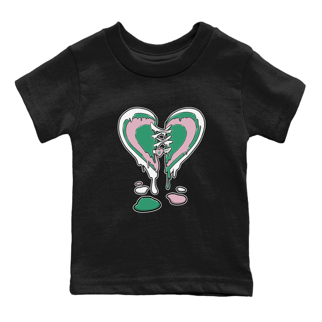 Dunk Low Medium Soft Pink Malachite shirt to match jordans Melting Heart sneaker tees Dunks Medium Soft Pink Malachite Streetwear Brand Drip Gear Zone baby toddler Black 2 cotton Shirt