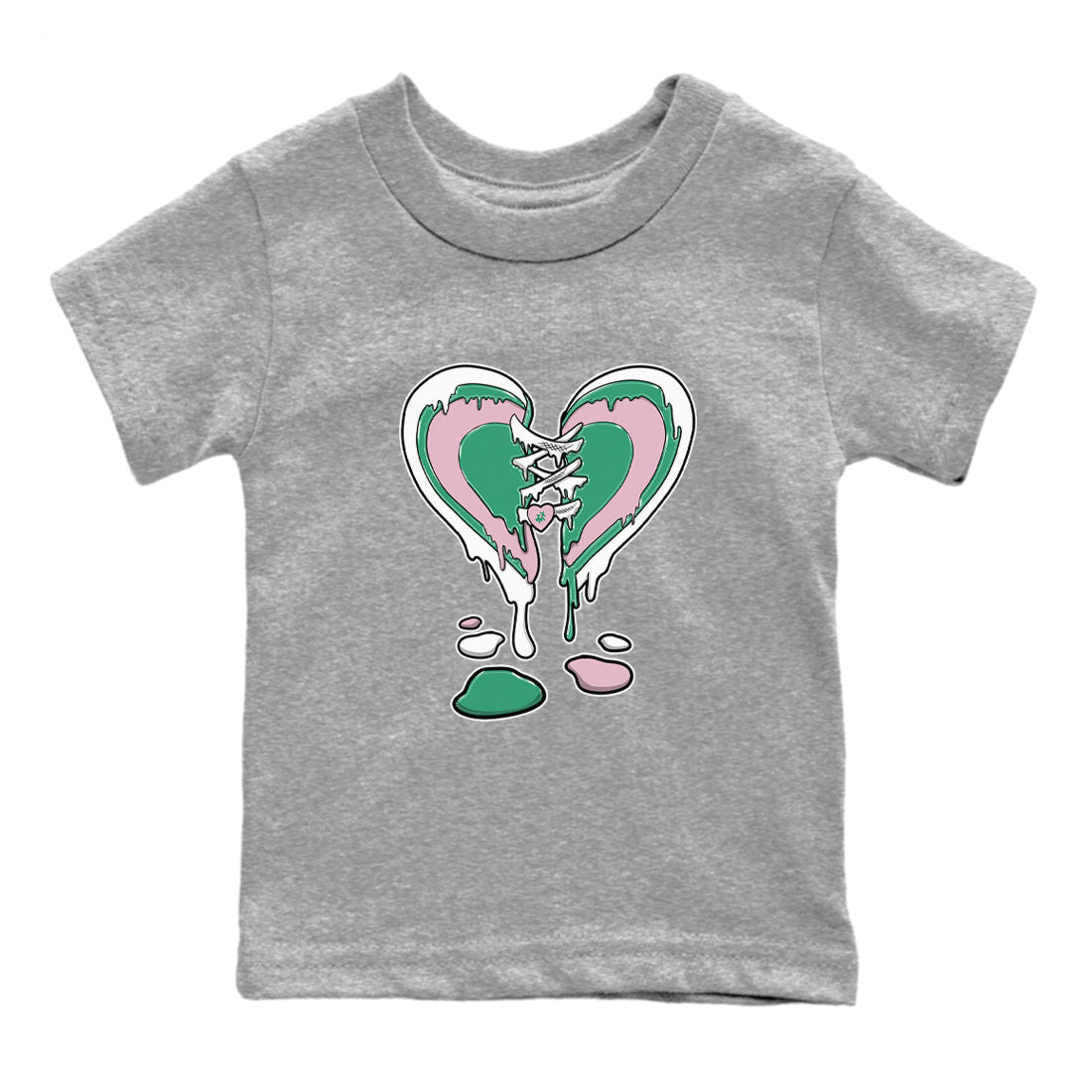 Dunk Low Medium Soft Pink Malachite shirt to match jordans Melting Heart sneaker tees Dunks Medium Soft Pink Malachite Streetwear Brand Drip Gear Zone baby toddler Heather Grey 2 cotton Shirt
