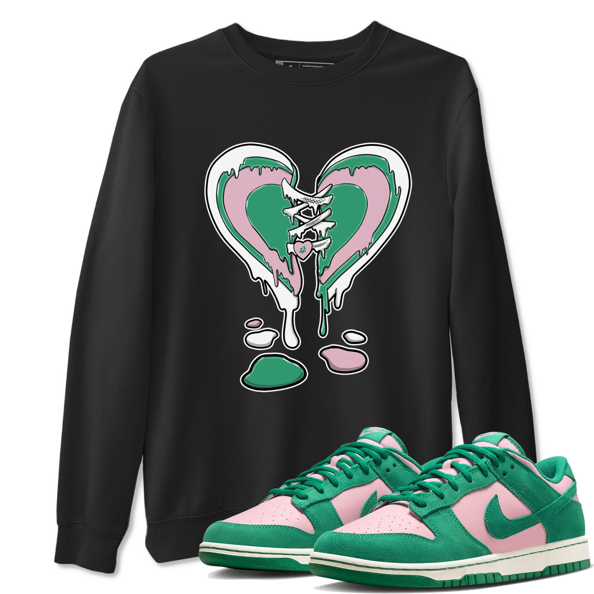 Dunk Low Medium Soft Pink Malachite shirt to match jordans Melting Heart sneaker tees Dunks Medium Soft Pink Malachite Streetwear Brand Drip Gear Zone unisex cotton Black 1 crew neck shirt