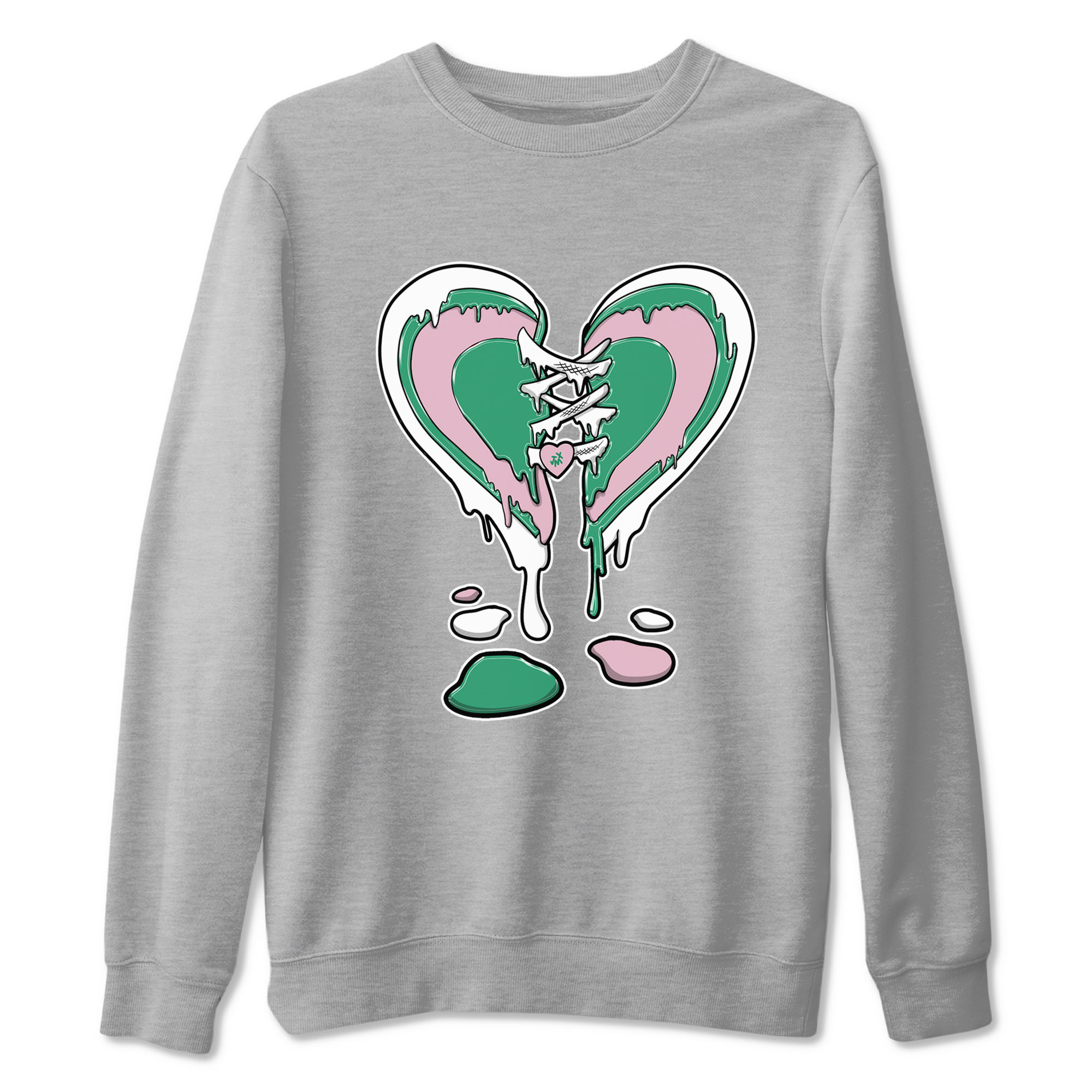 Dunk Low Medium Soft Pink Malachite shirt to match jordans Melting Heart sneaker tees Dunks Medium Soft Pink Malachite Streetwear Brand Drip Gear Zone unisex cotton Heather Grey 2 crew neck shirt