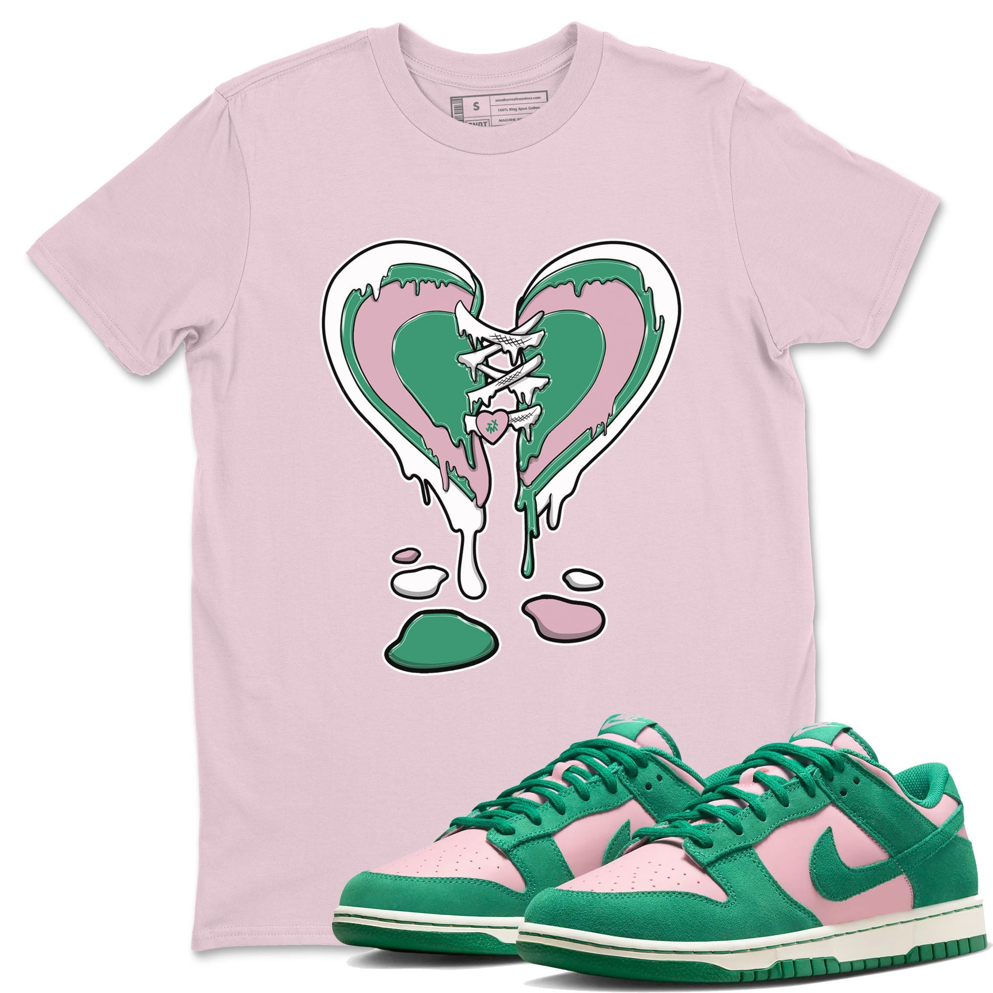 Dunk Low Medium Soft Pink Malachite shirt to match jordans Melting Heart sneaker tees Dunks Medium Soft Pink Malachite Streetwear Brand Drip Gear Zone unisex cotton Pink 1 crew neck shirt