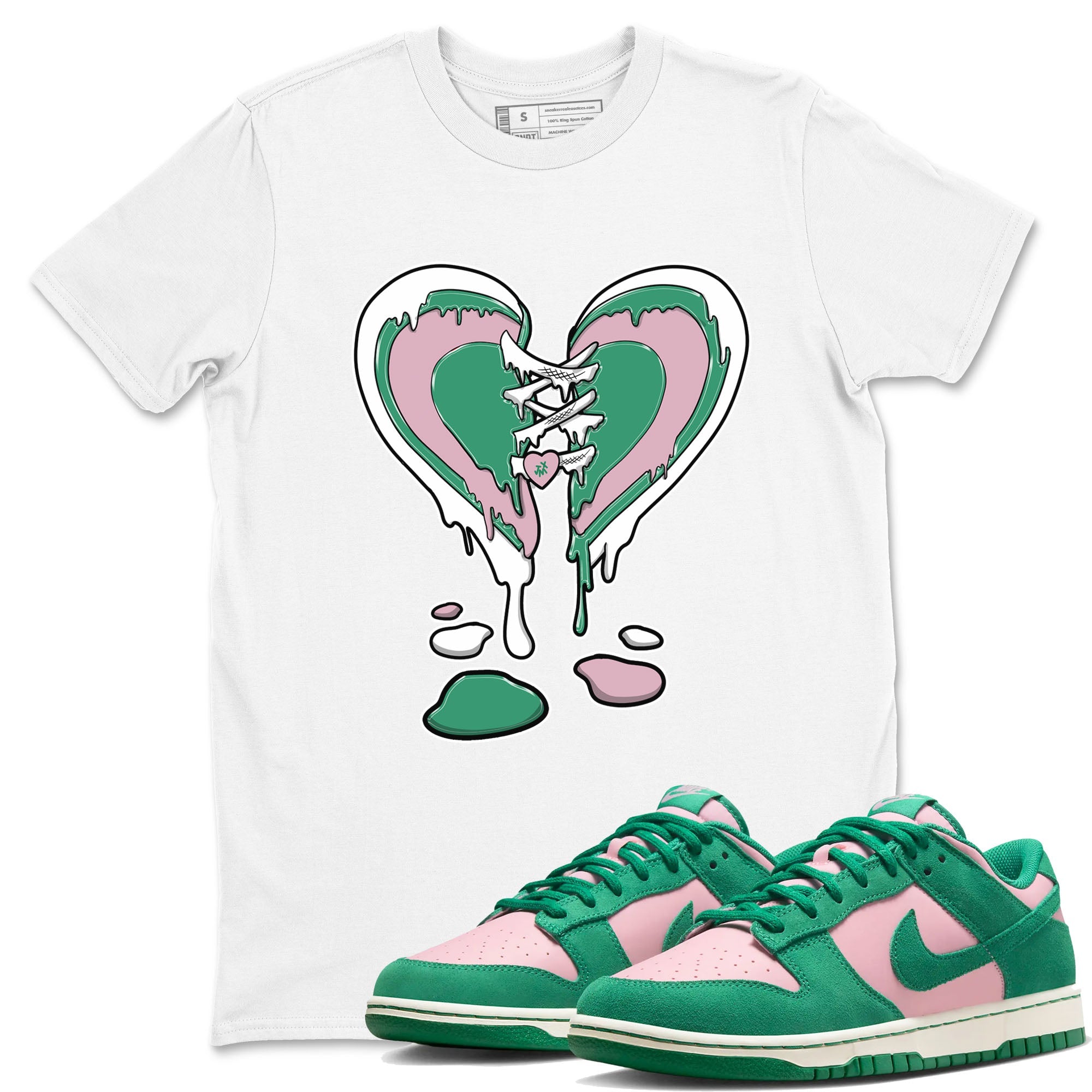 Dunk Low Medium Soft Pink Malachite shirt to match jordans Melting Heart sneaker tees Dunks Medium Soft Pink Malachite Streetwear Brand Drip Gear Zone unisex cotton White 1 crew neck shirt
