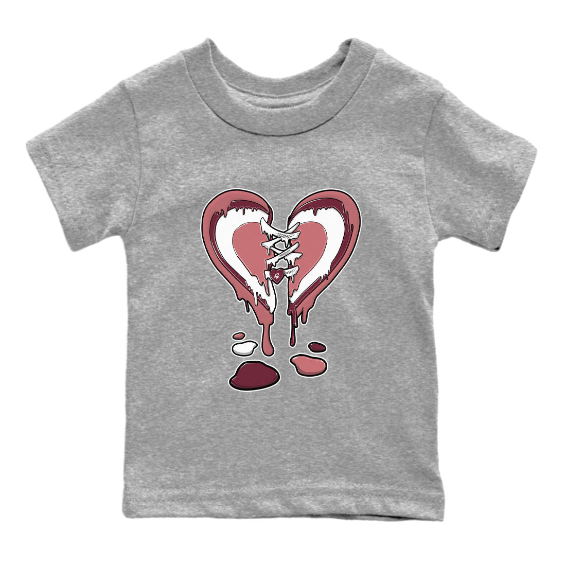 Dunk Low Valentine's Day shirt to match jordans Melting Heart sneaker tees Dunk Valentines Day 2024 Drip Gear Zone Casual Crew Neck T-Shirt Baby Toddler Heather Grey 2 T-Shirt