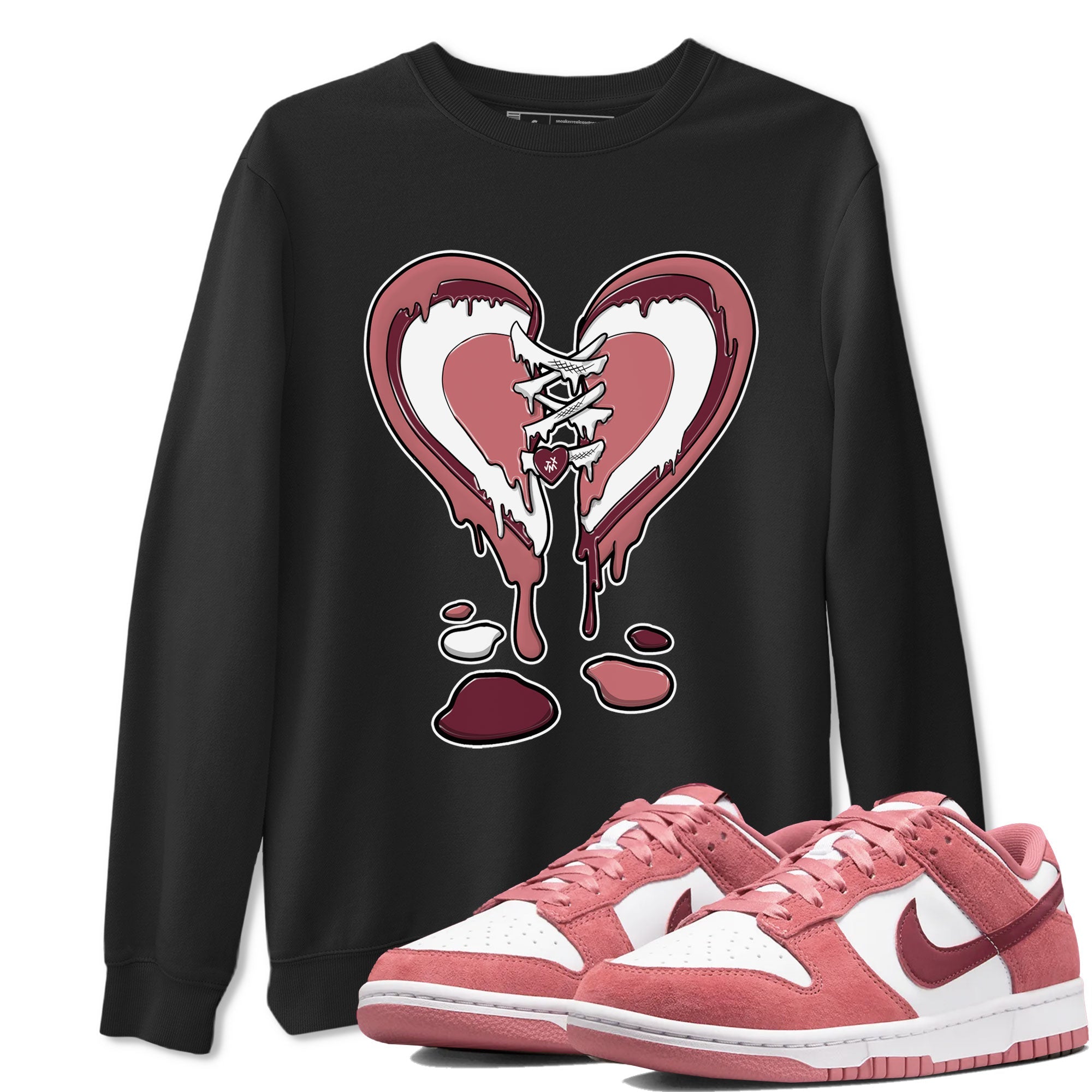 Dunk Low Valentine's Day shirt to match jordans Melting Heart sneaker tees Dunk Valentines Day 2024 Drip Gear Zone Casual Crew Neck T-Shirt Unisex Black 1 T-Shirt