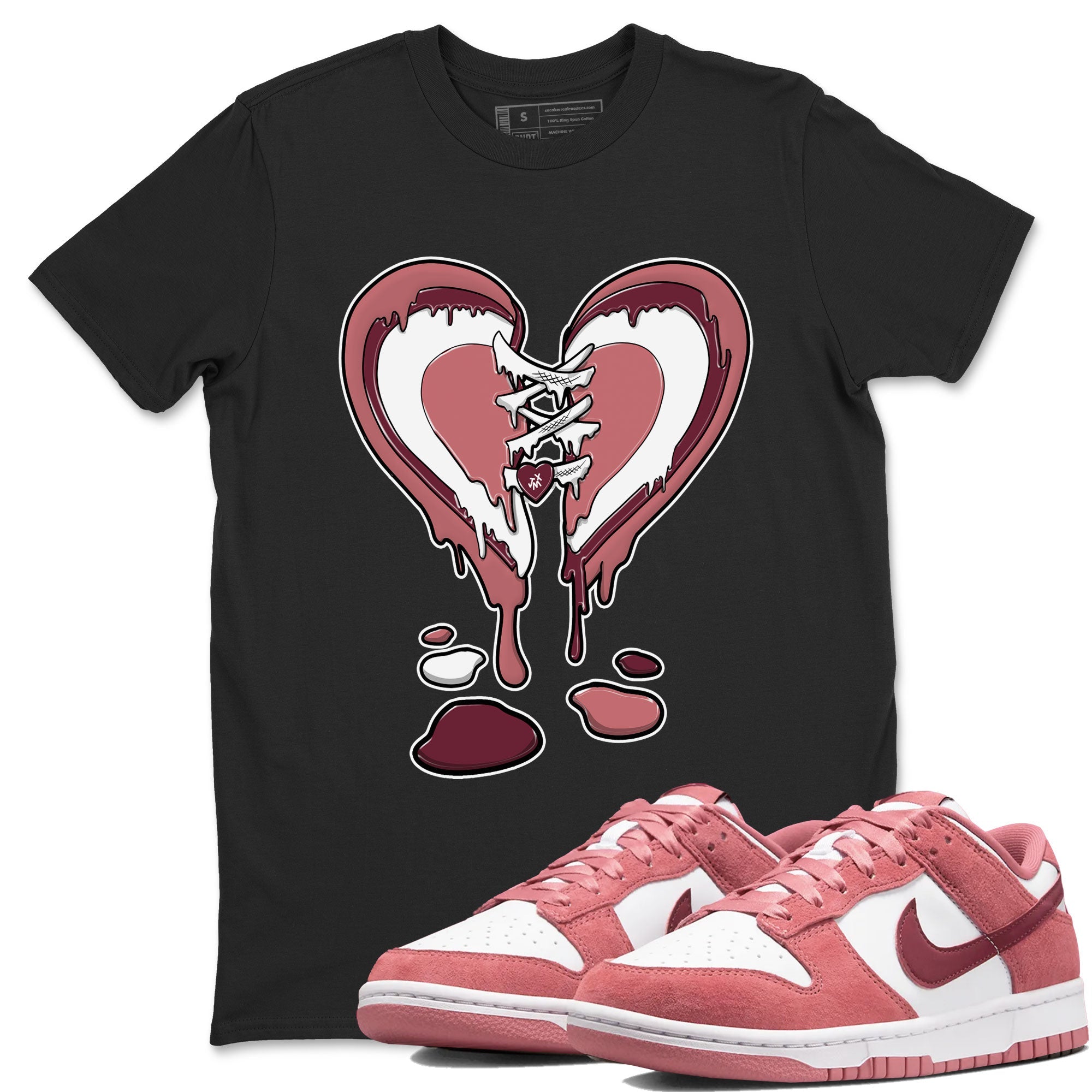 Dunk Low Valentine's Day shirt to match jordans Melting Heart sneaker tees Dunk Valentines Day 2024 Drip Gear Zone Casual Crew Neck T-Shirt Unisex Black 1 T-Shirt