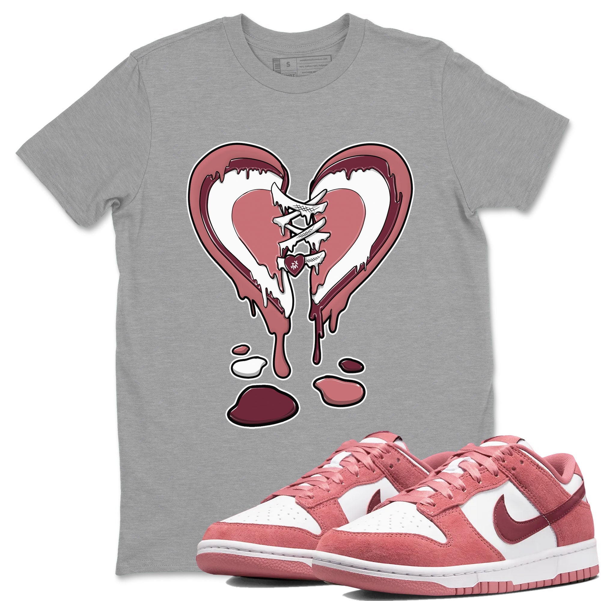 Dunk Low Valentine's Day shirt to match jordans Melting Heart sneaker tees Dunk Valentines Day 2024 Drip Gear Zone Casual Crew Neck T-Shirt Unisex Heather Grey 1 T-Shirt